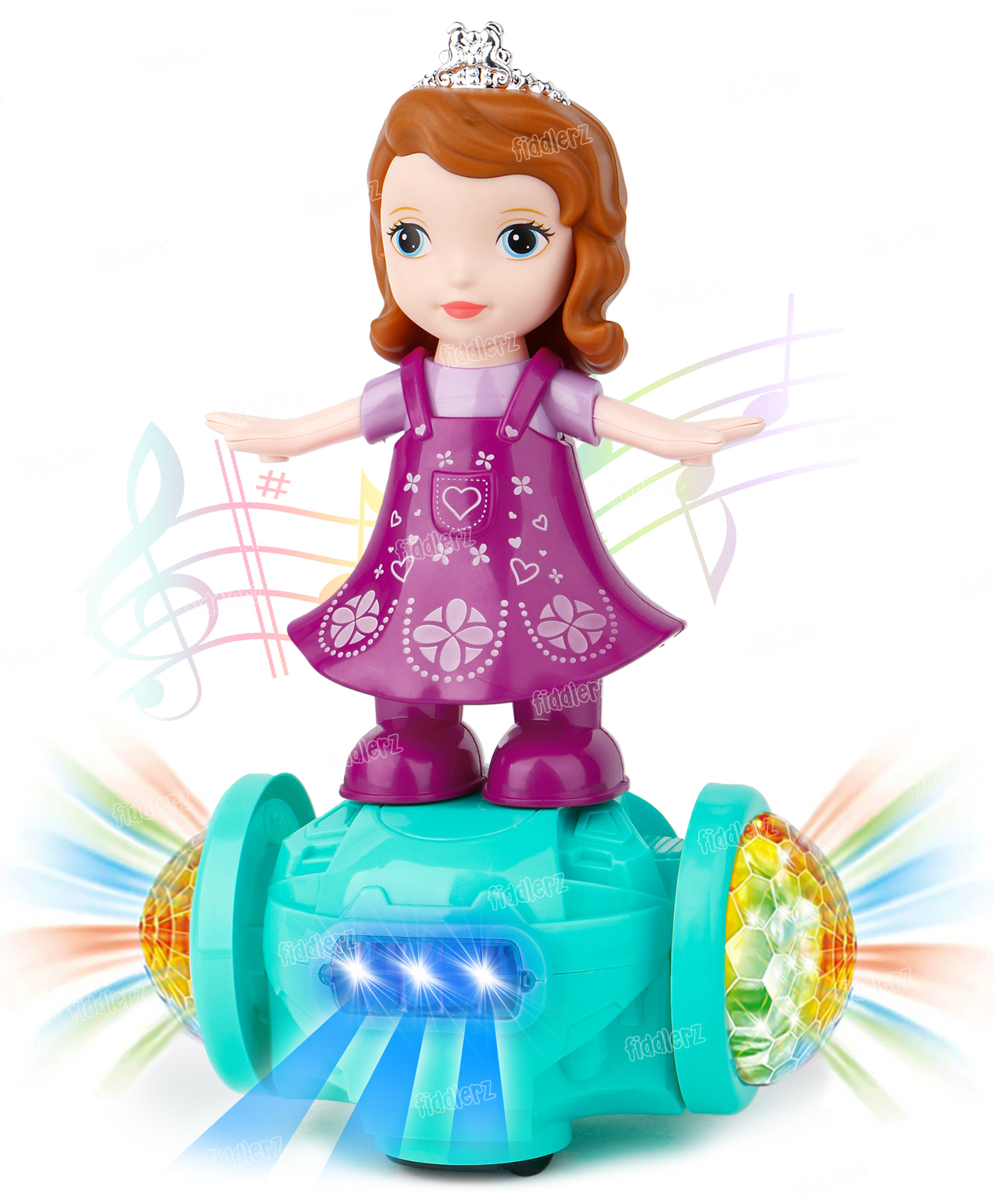 Fiddlerz Musical Dancing Girl Toys for Kids 360 Degree Rotating with Light & Music Sound Toy Bump and Go Activity Play Toy for Babies 1 Years+ (Pack of 1)-image-7