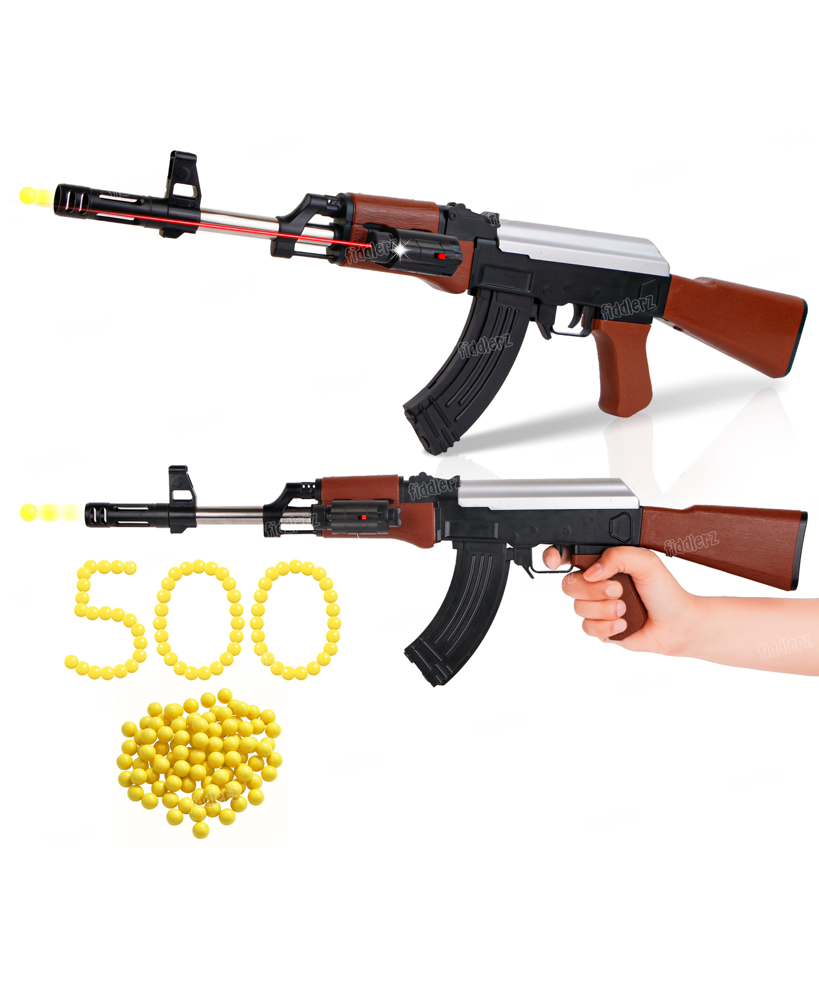 Fiddlerz Ak 47 Toy Shooting Gun for Kids with Laser Light with 500 Bullets Sniper Guns/Rifle Guns/Machine Gun Toy