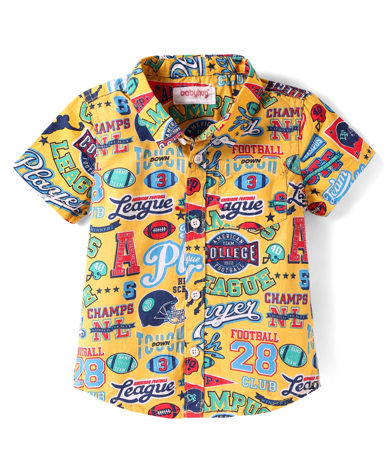 Babyhug Cotton Knit Half Sleeves Shirt With Sport Theme Print - Yellow-image-41