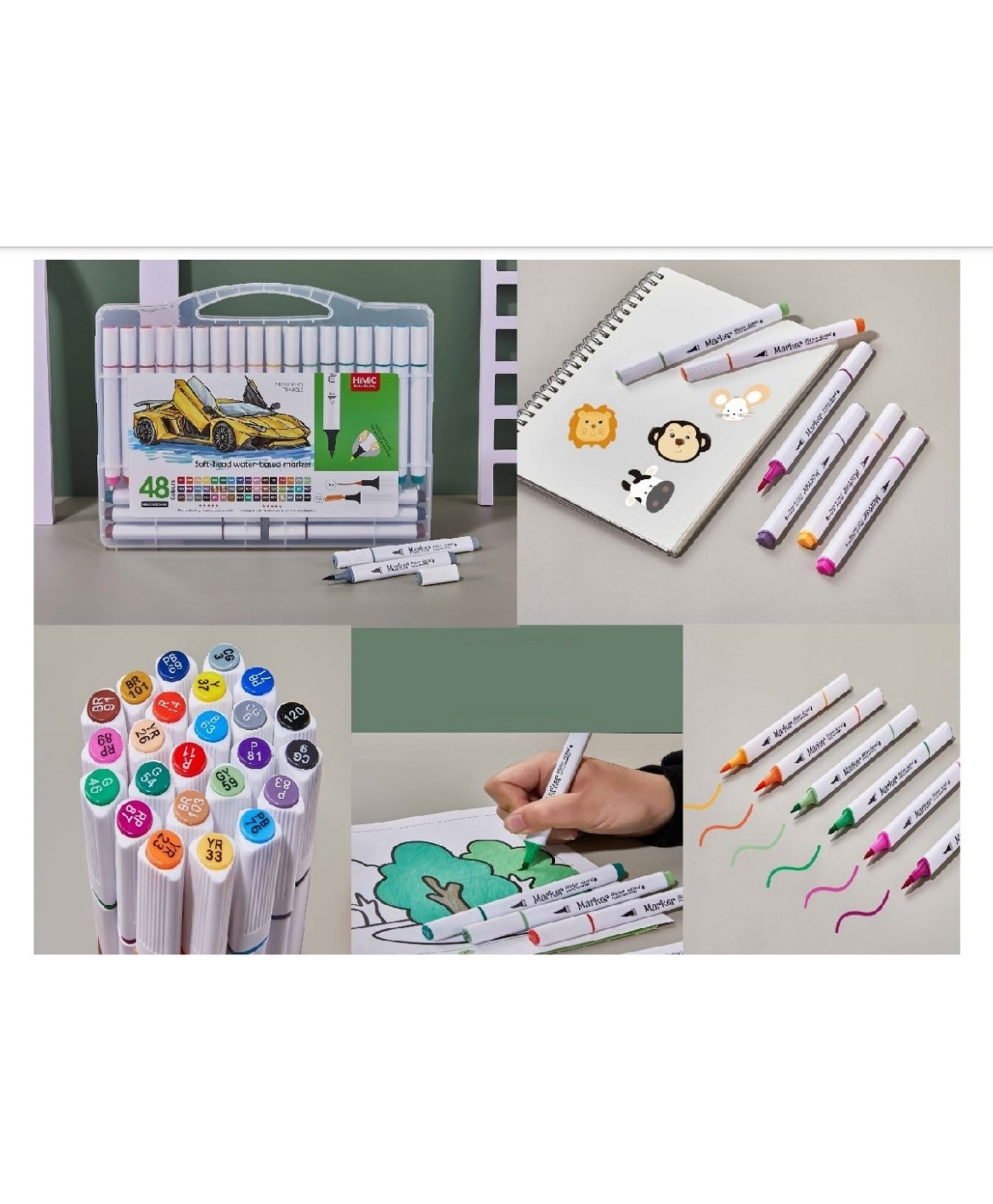 SANJARY Art Marker Color Sketch Pen Set of 48 Pieces Multicolor-picture-0