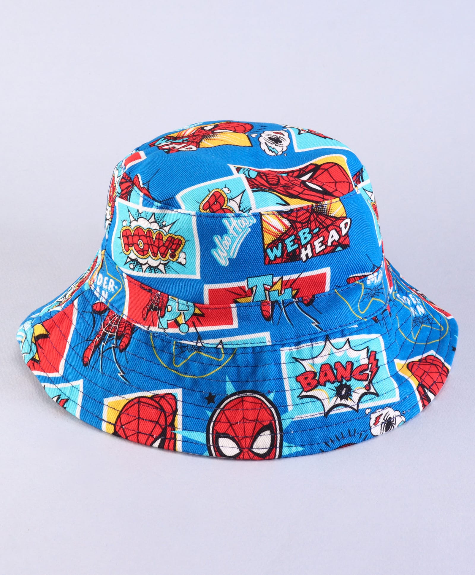 Babyhug Marvel Cotton Woven Summer Cap with Spider-man Print Blue & Red - Diameter 16.5 cm