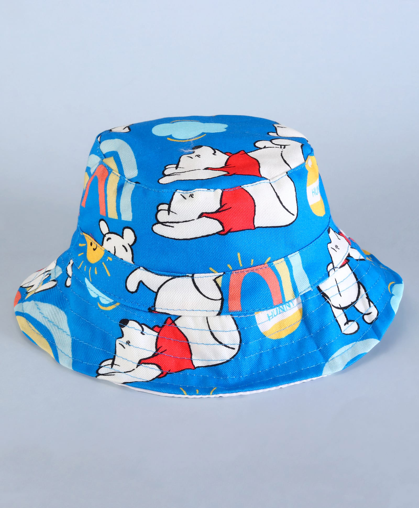 Babyhug Disney Cotton Woven Summer Cap With Winnie The Pooh Print Blue - Diameter 19 cm