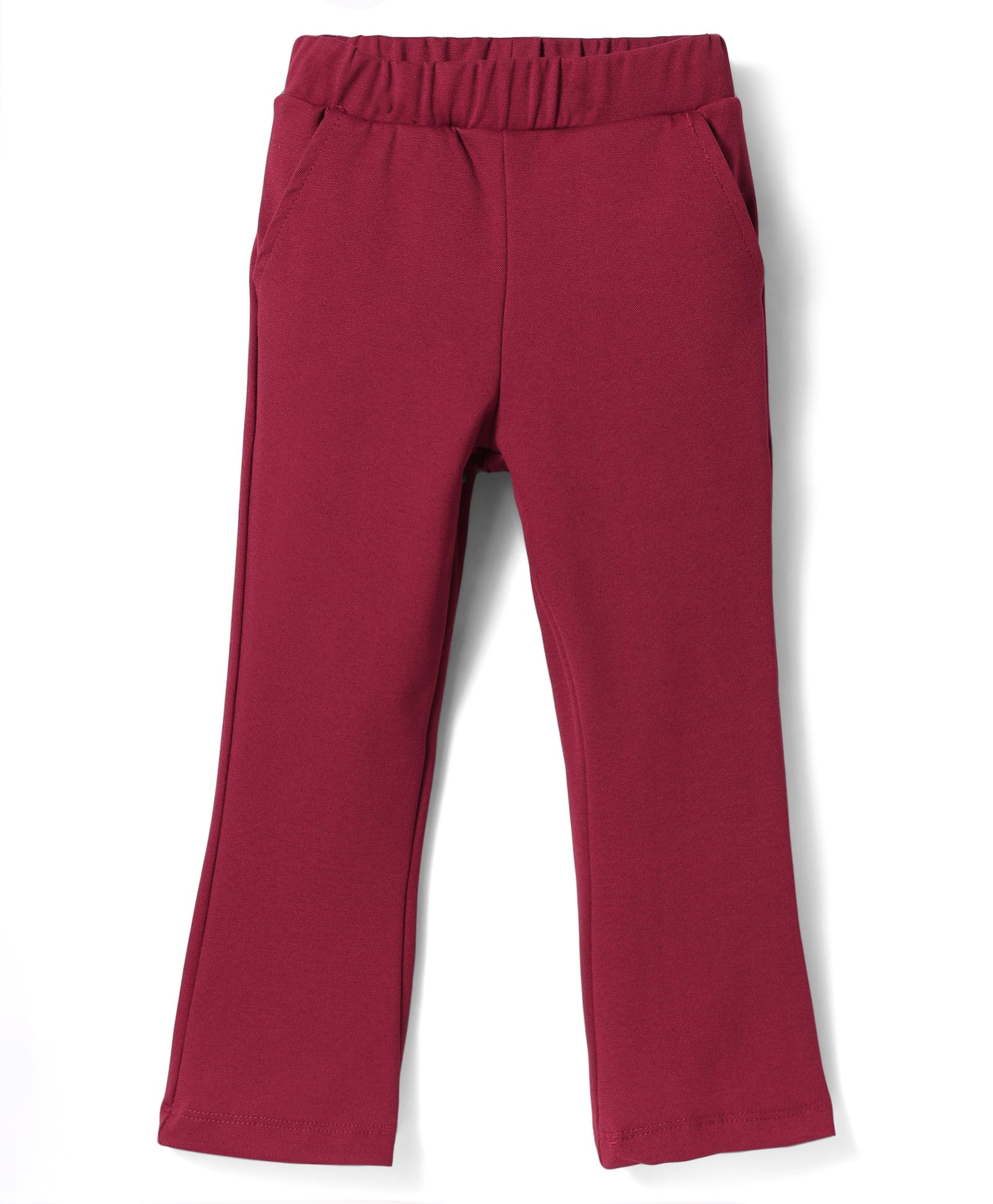 kookie kids india Kookie Kids Woven Full Length Solid Flared Pant With Pockets - Maroon-picture-11