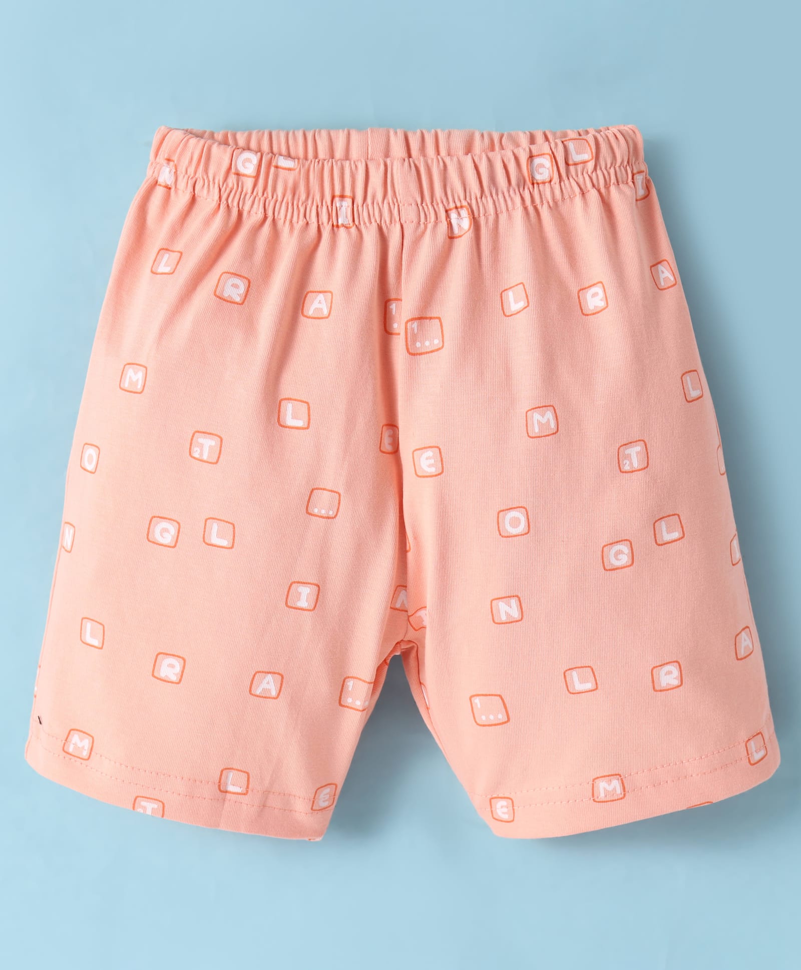 Tango Single Jersey Knit Knee Length Shorts with Text Print - Baby Pink-picture-35