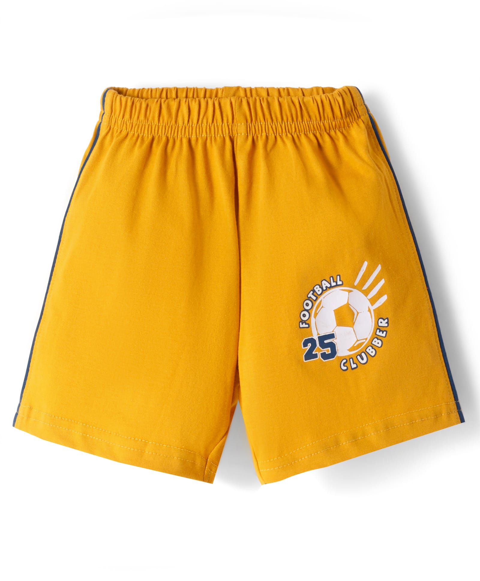 Tango Single Jersey Knit Knee Length Shorts with Football Print & Tape Detailing - Yellow-picture-28