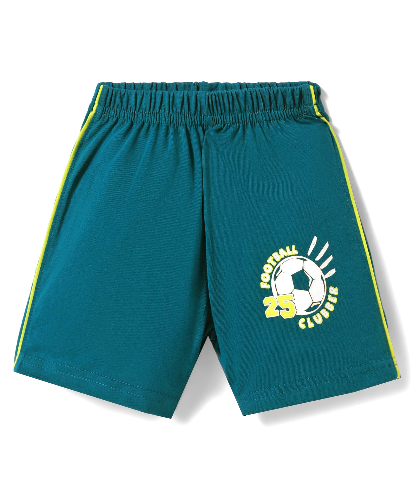 Tango Single Jersey Knit Knee Length Shorts with Football Print & Tape Detailing - Teal Blue-picture-17