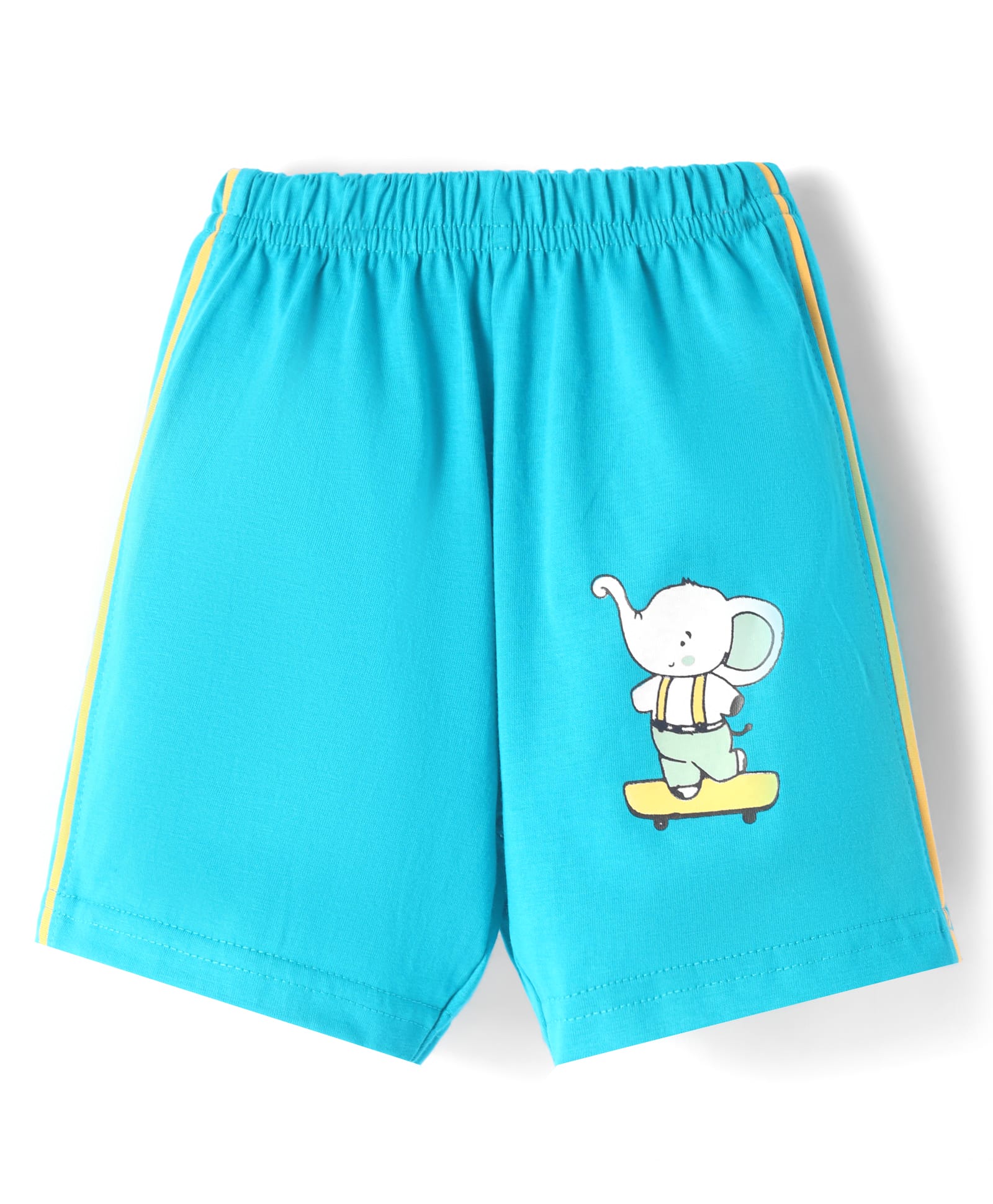 Tango Single Jersey Knit Knee Length Shorts with Elephant Print - Aqua Blue-image-19