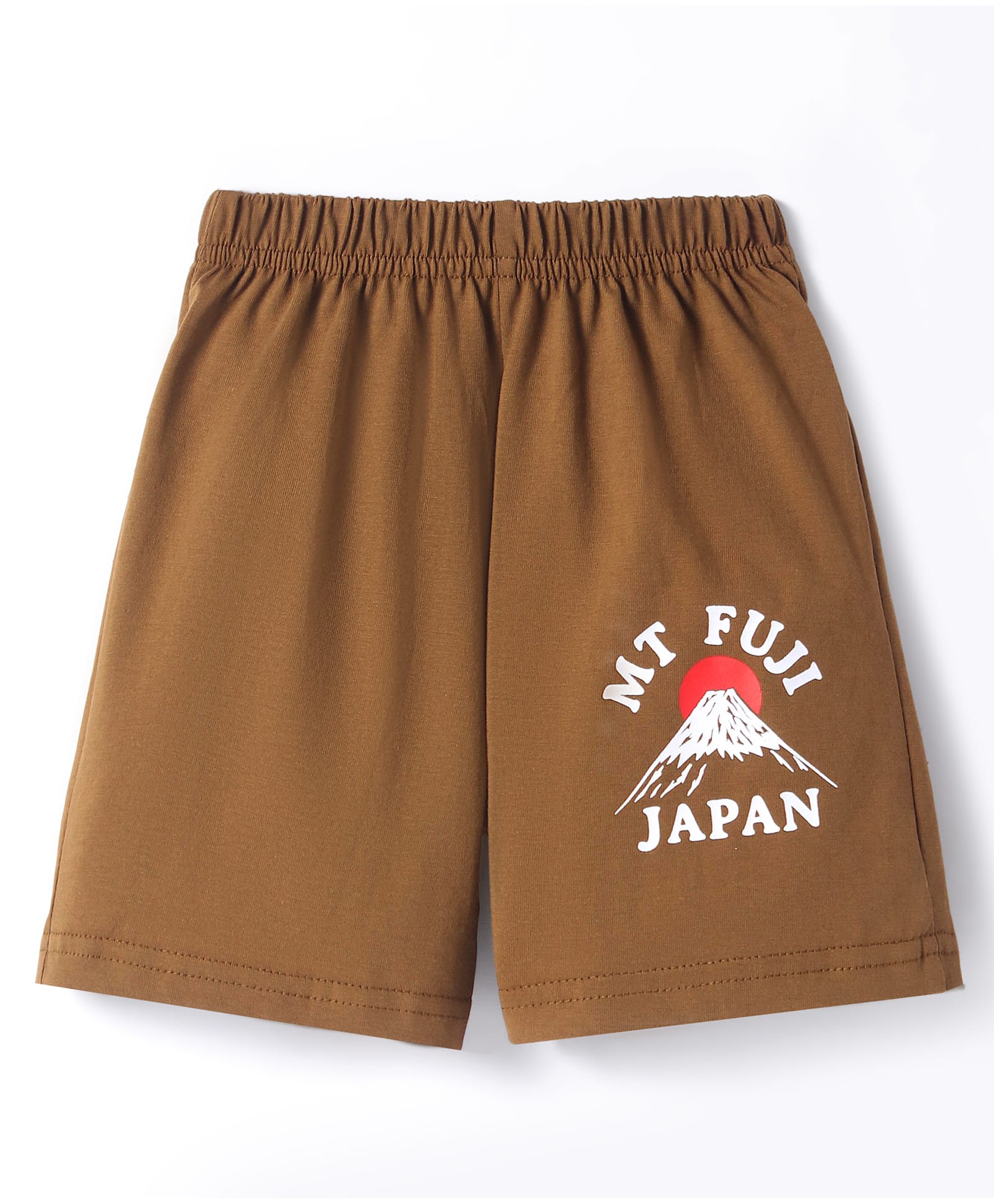 Tango Single Jersey Knit Knee Length Shorts With Mount Fuji Print - Brown-picture-20