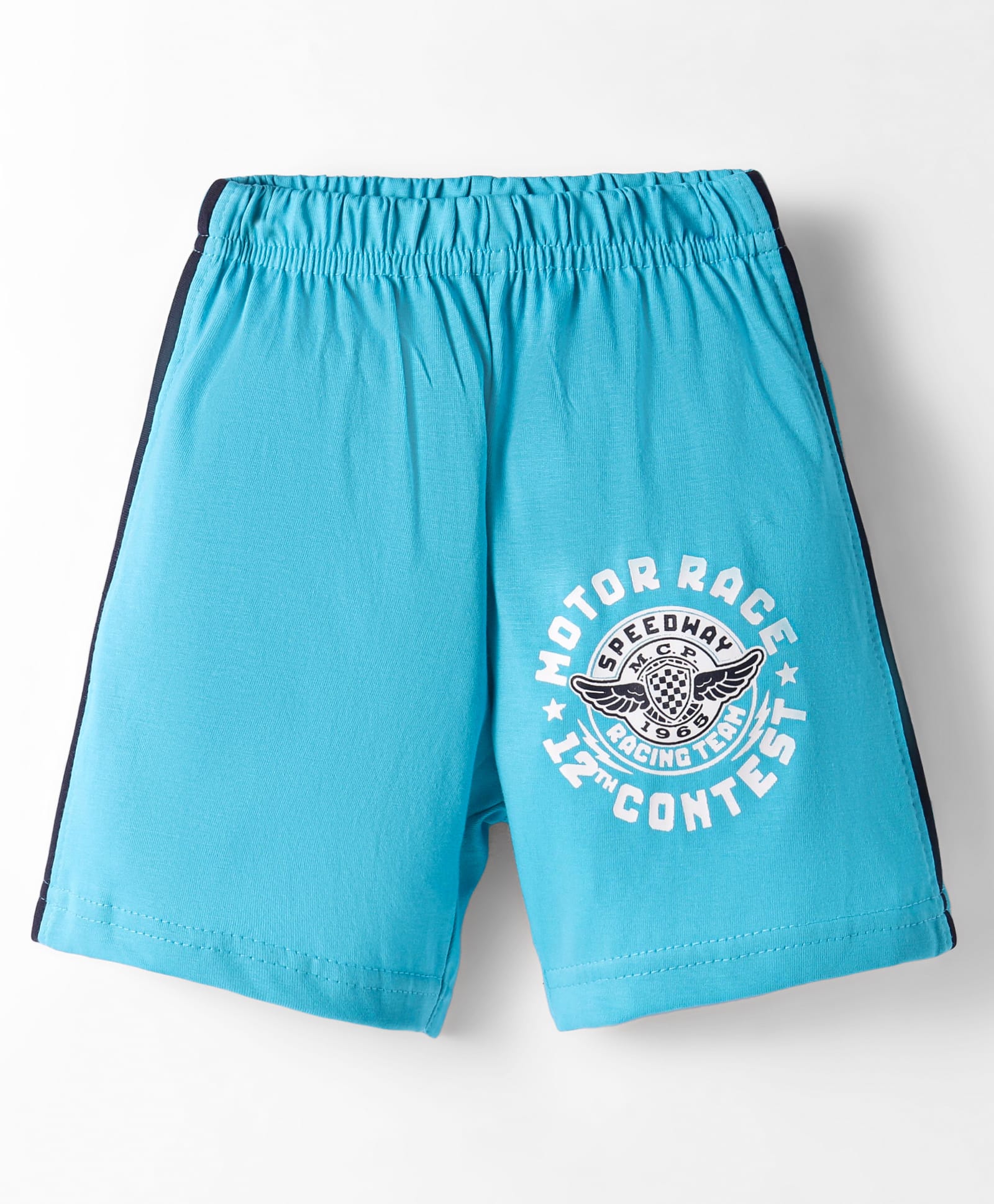 Taeko Single Jersey Knit Knee Length Shorts With Text Print - Sea Green-picture-18