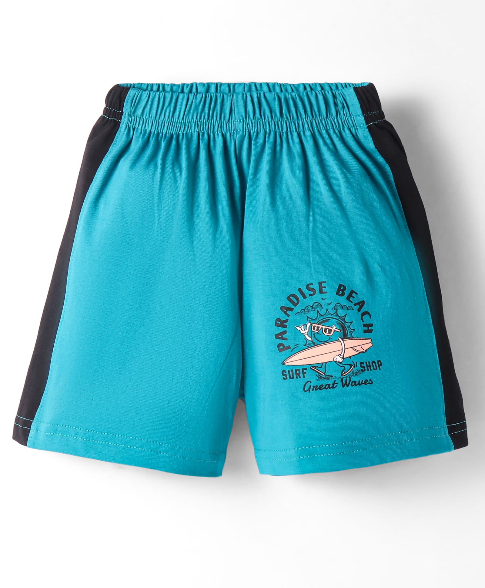 Taeko Single Jersey Knit Knee Length Shorts with Beach Theme Print - Turquoise-picture-24