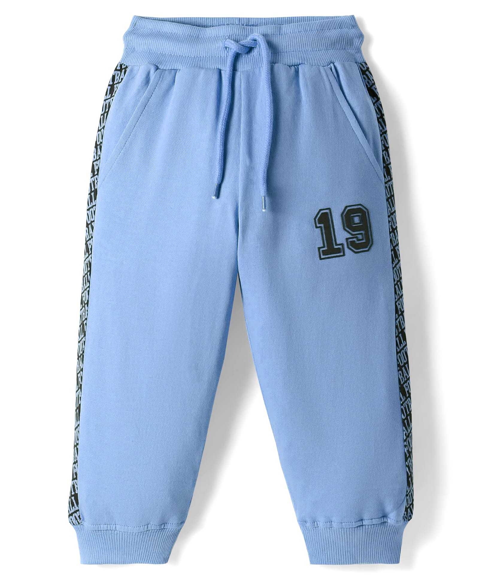 Taeko Looper Knit Full Length Cut & Sew Lounge Pant with Text Print - Light Blue-picture-18