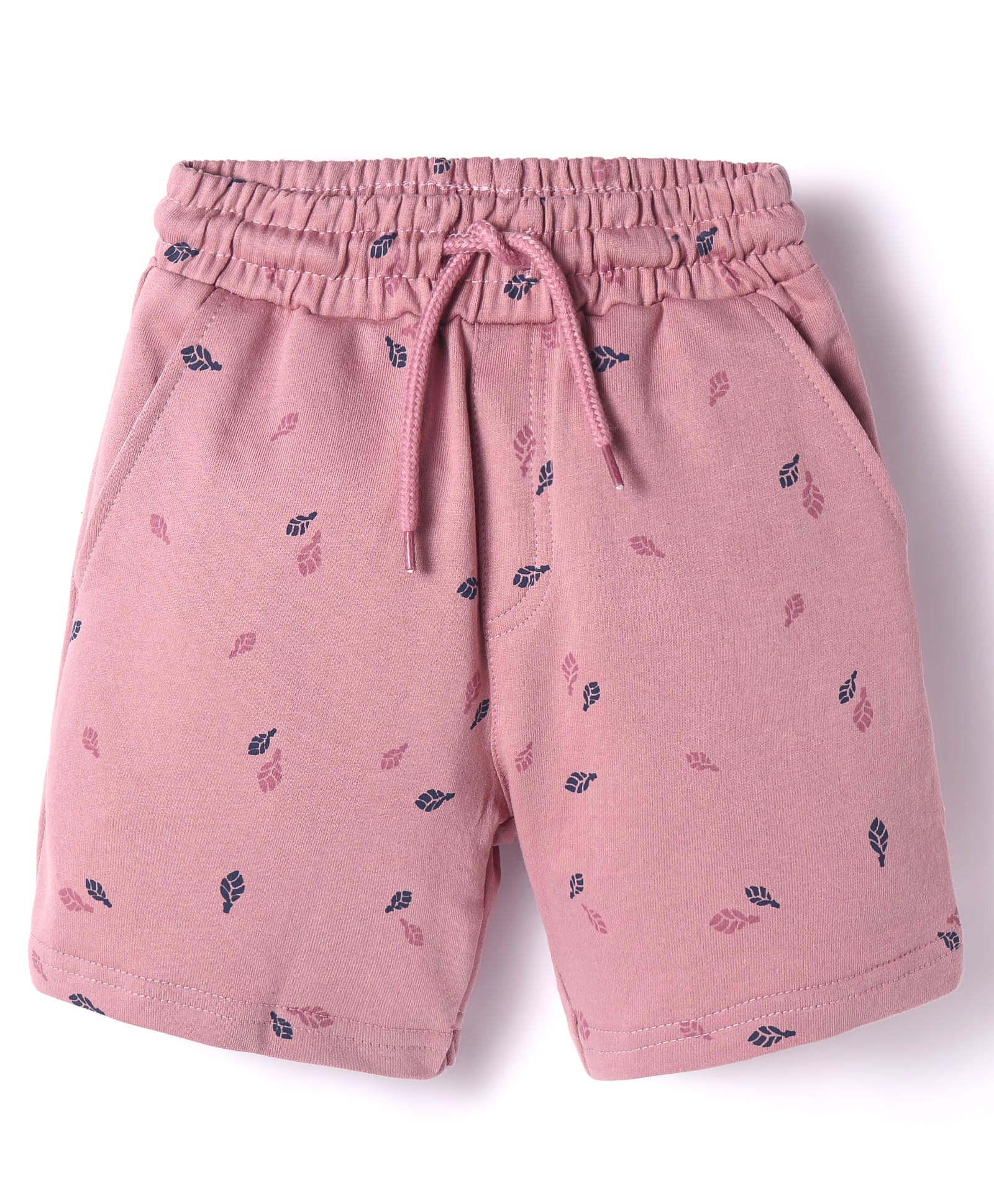 Taeko Single Jersey Knee Length Shorts With Leaf Print - Rose Gold-image-8
