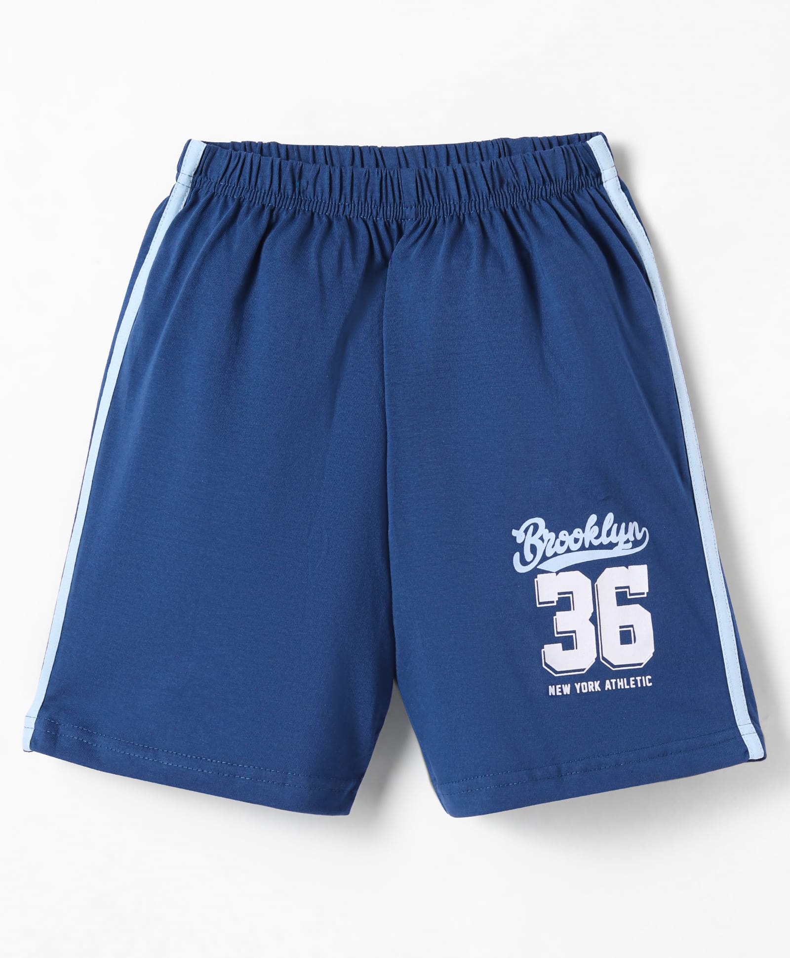 Taeko Single Jersey Knit Knee Length Shorts With Brooklyn Print - Royal Blue-picture-49