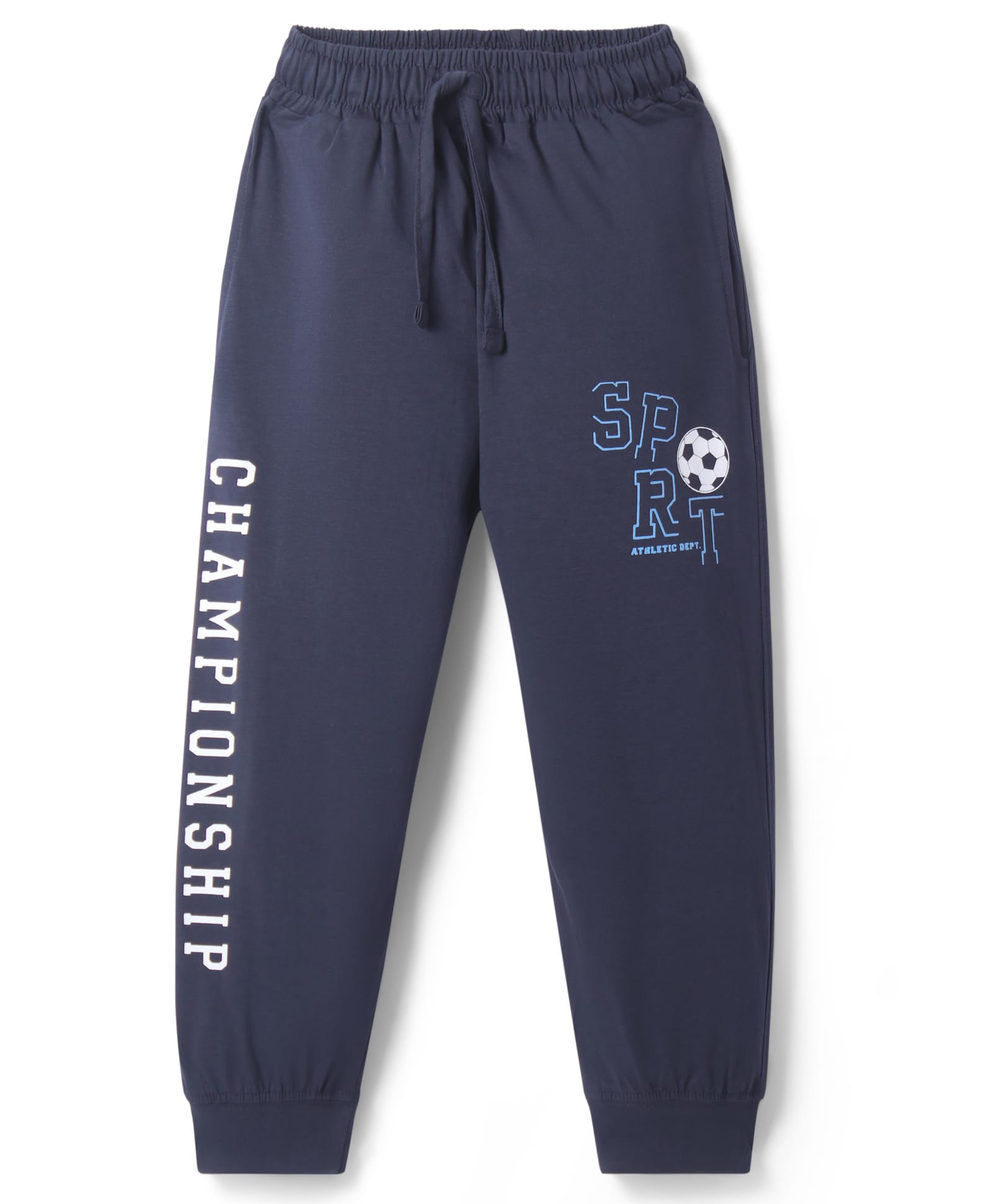 Taeko Single Jersey Knit Full Length Lounge Pant with Text Print - Navy Blue-picture-34