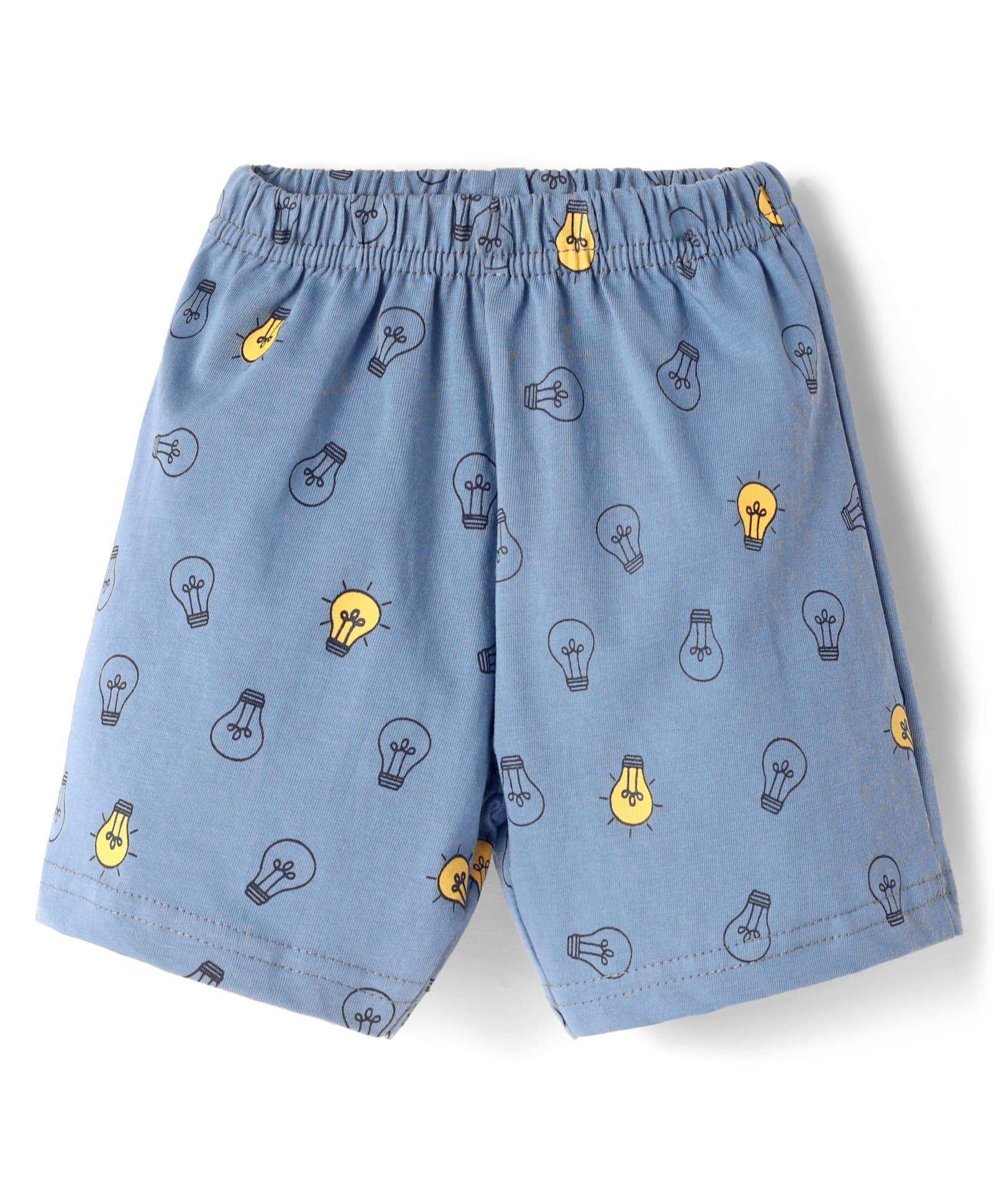 Tango Single Jersey Knit Knee Length Shorts with Bulbs Print - Light Blue-picture-19