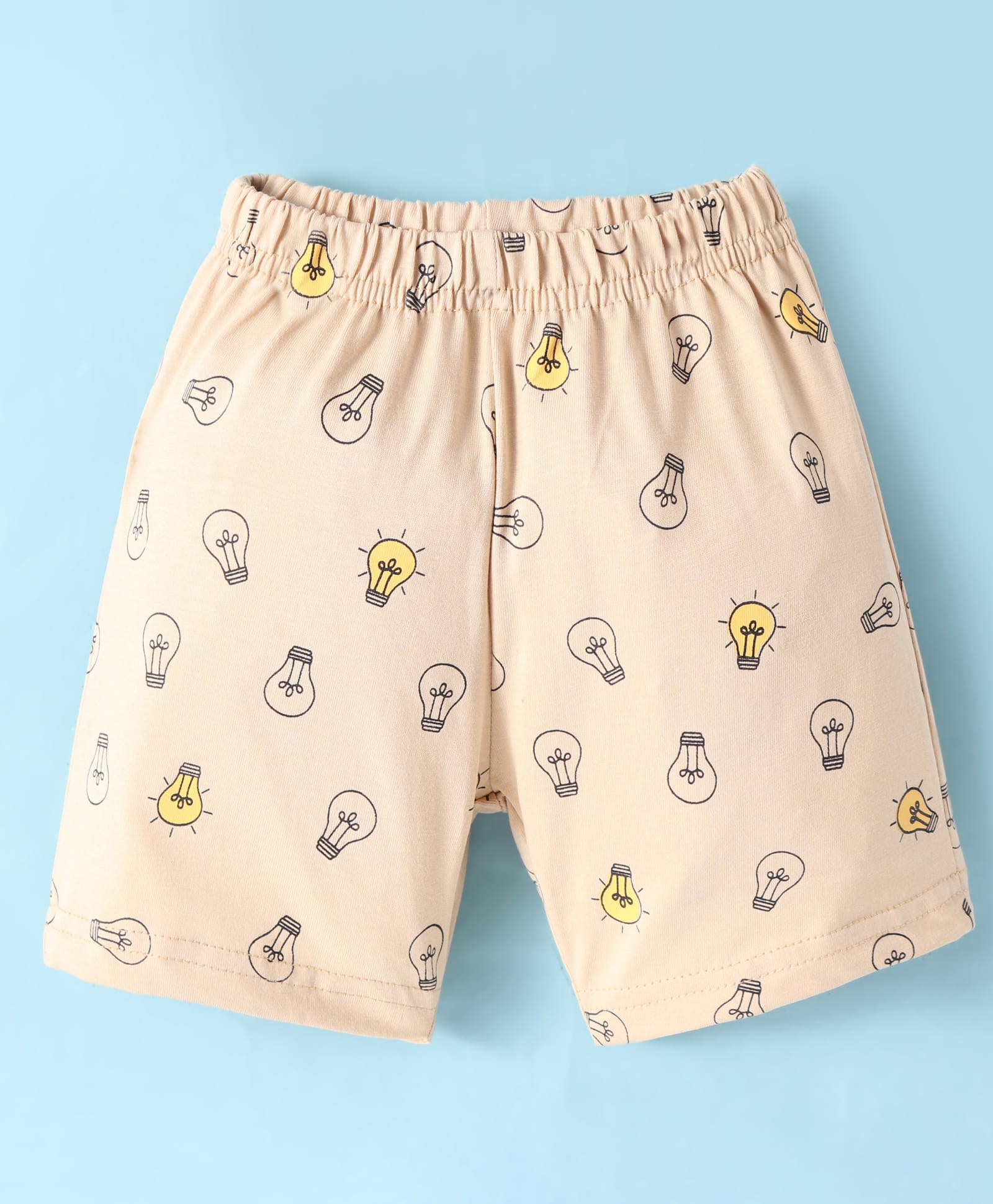 Tango Single Jersey Knit Knee Length Shorts with Bulbs Print - Peach-picture-26