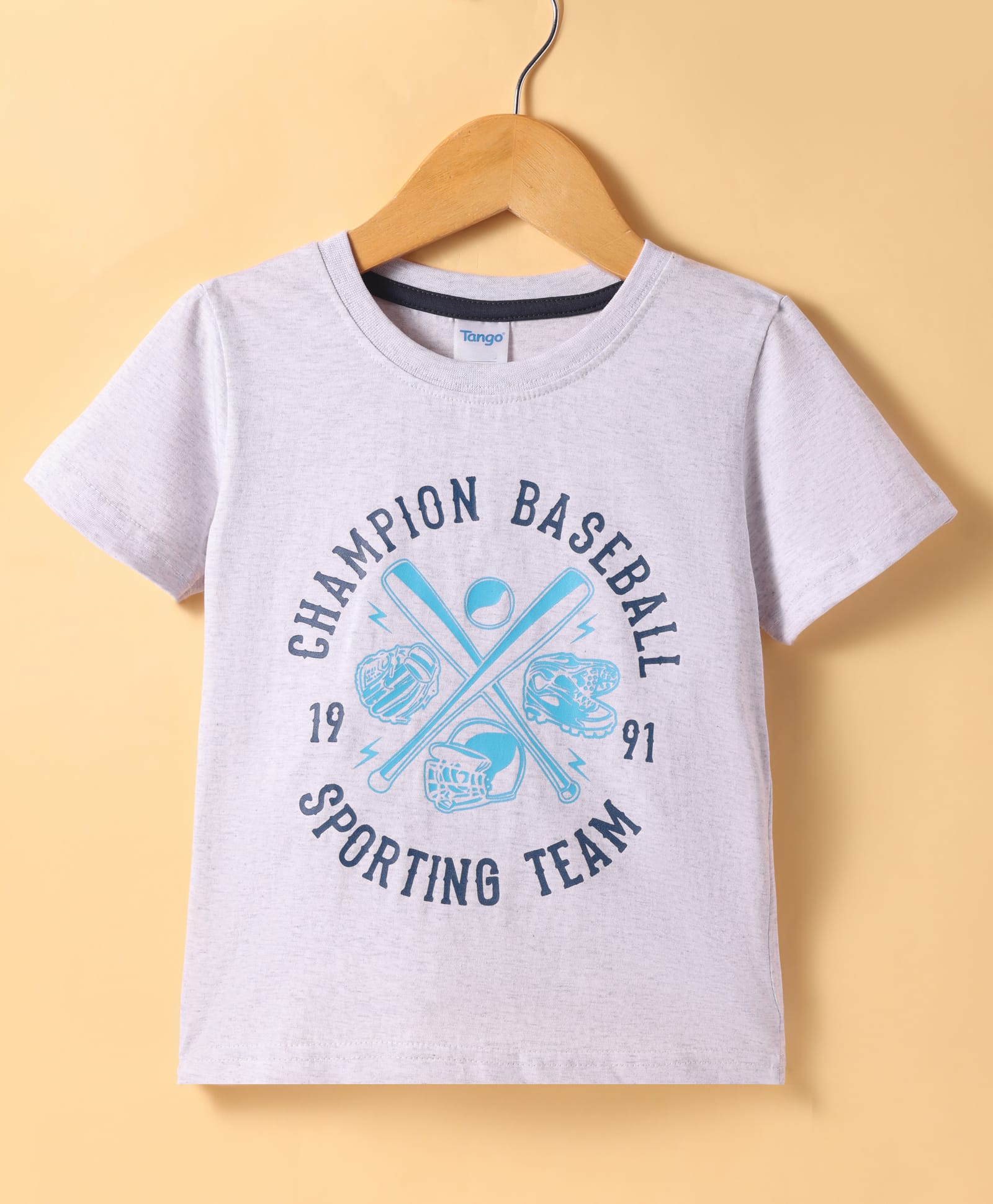 Tango Single Jersey Knit Half Sleeves Sports Theme Printed T-Shirt - Light Grey-image-43