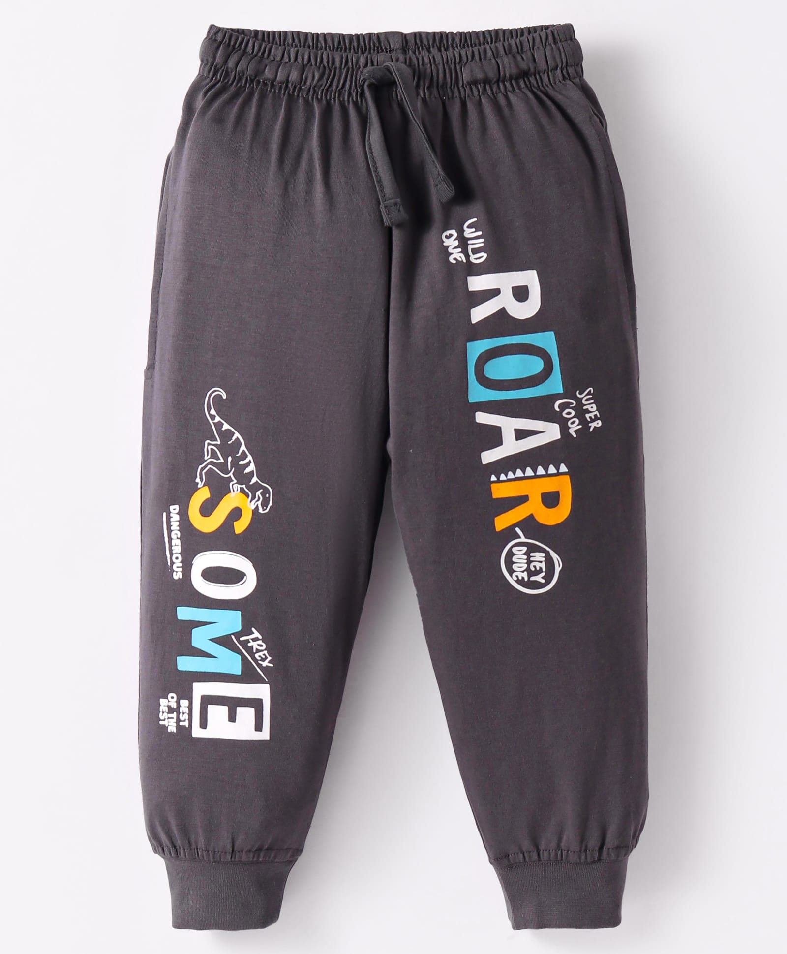 Taeko Single Jersey Knit Full Length Lounge Pant with Text Print - Charcoal Grey-picture-17