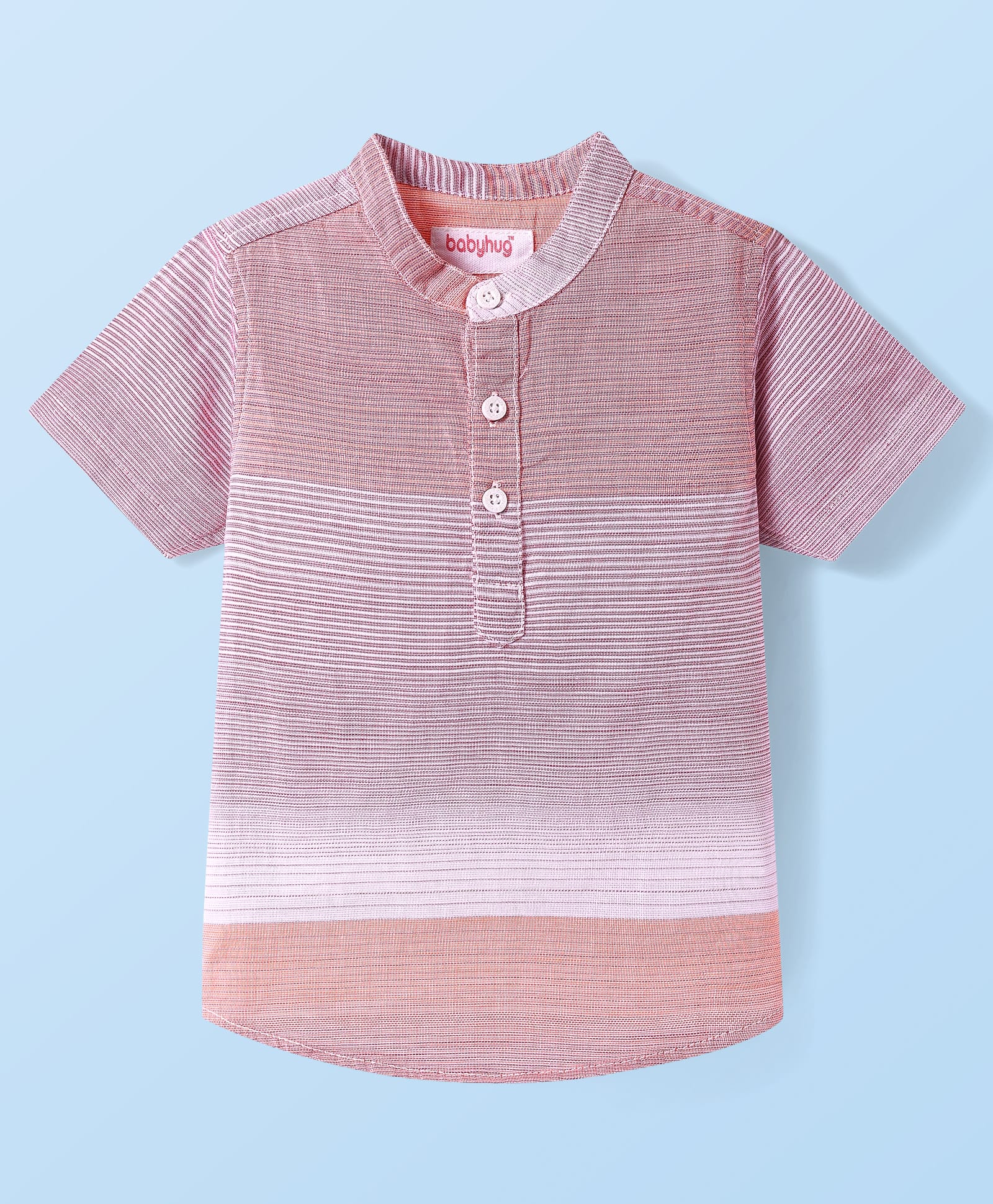 Babyhug Cotton Woven Half Sleeves Striped Mandarin Collar Kurta Style Shirt - Pink-picture-27