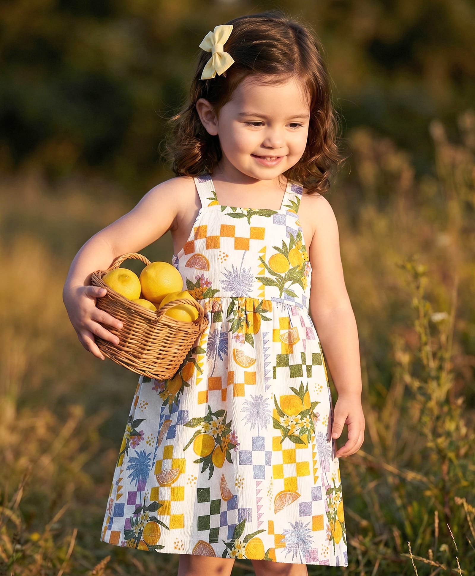 Babyhug Single Jersey Knit Sleeveless Dress With Floral & Fruit Print - White-image-29