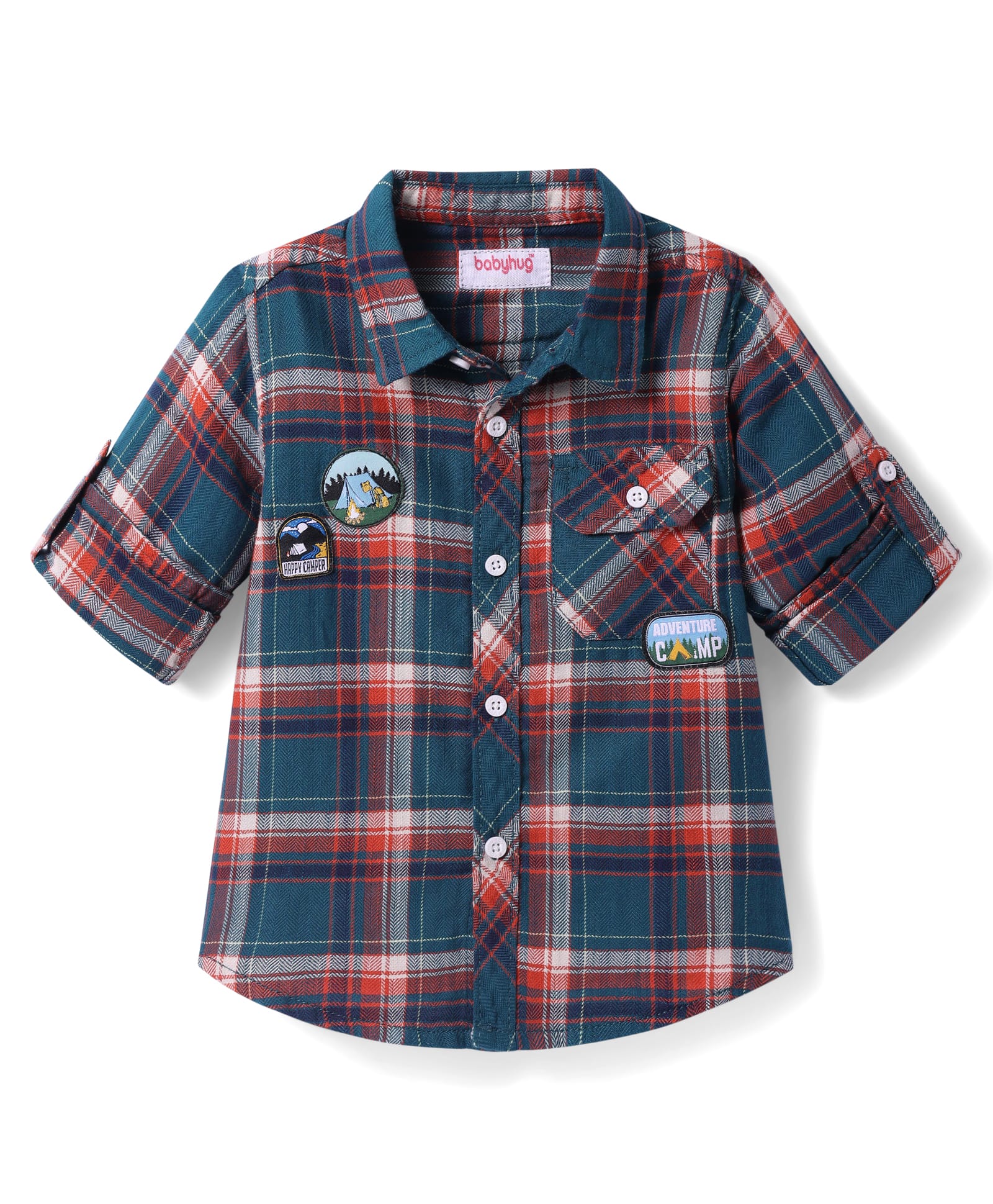 Babyhug 100% Cotton Woven Full Sleeves Checks Shirt - Dark Green-image-26