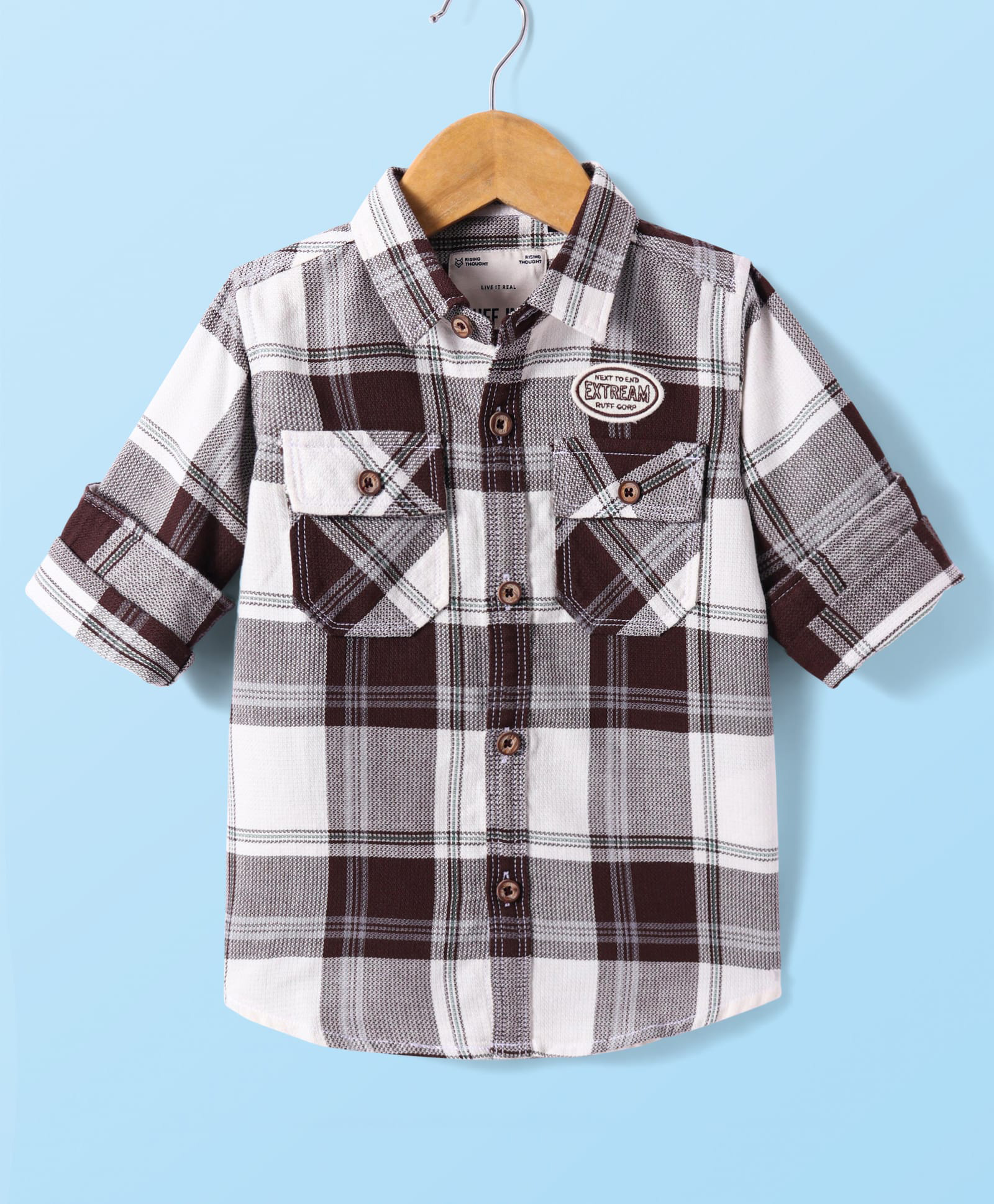 Ruff Cotton Woven Full Sleeves Checkered Shirt - Wine-image-15