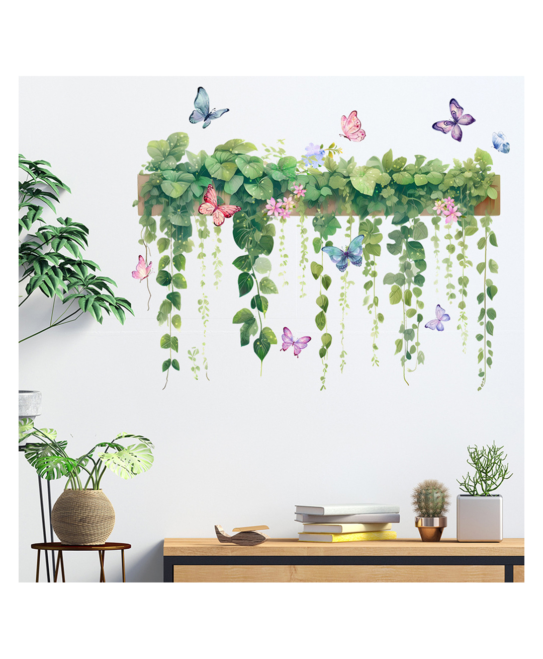 JAAMSO ROYALS Nordic Plant Green Leaf Butterfly Self Adhesive Wall Sticker for Kids Room Decor (30CM x 45CM)-picture-25