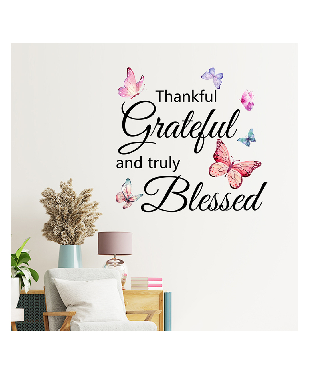 JAAMSO ROYALS New Thankful Grateful Blessed Letter Butterfly Wall Sticker for Kids Room Decor (30CM x 60CM)-picture-28