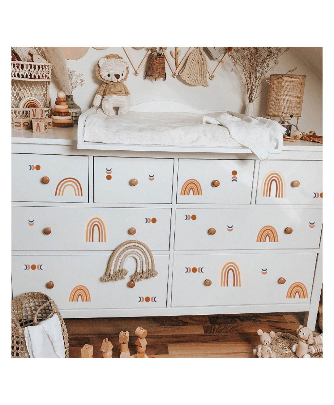 JAAMSO ROYALS Sun and Moon Boho Mandala PVC Vinyl Wall Stickers for Kids Room Decor (30CM x 90CM)-image-13