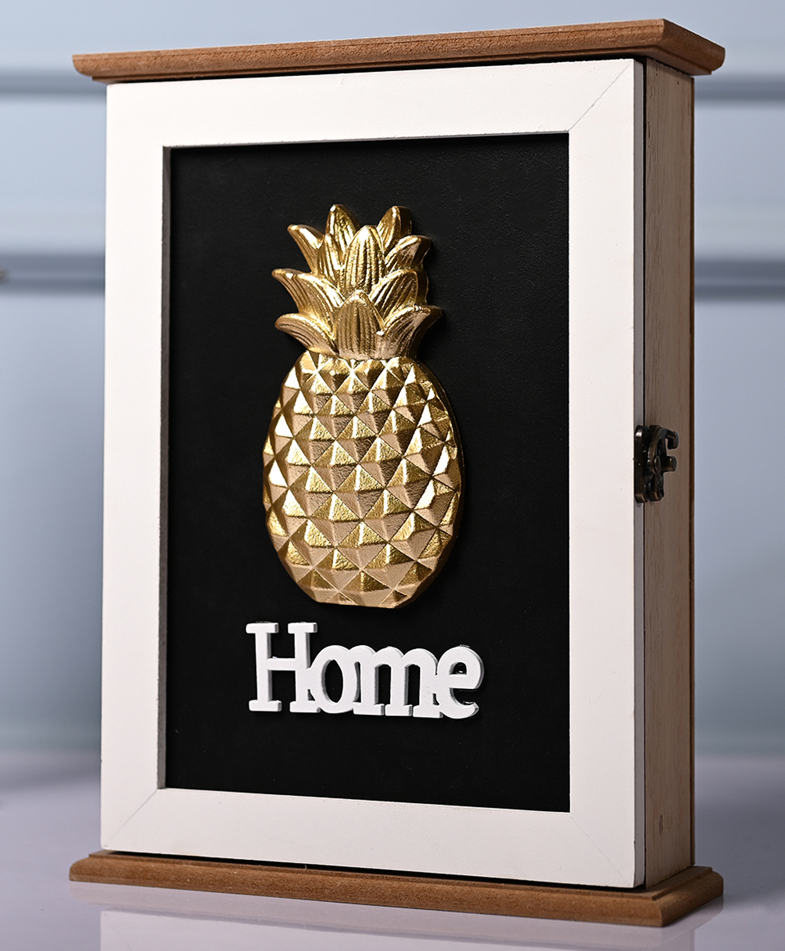 Voncasa Gold, Black & White Rectangular Wooden Key Box-image-25