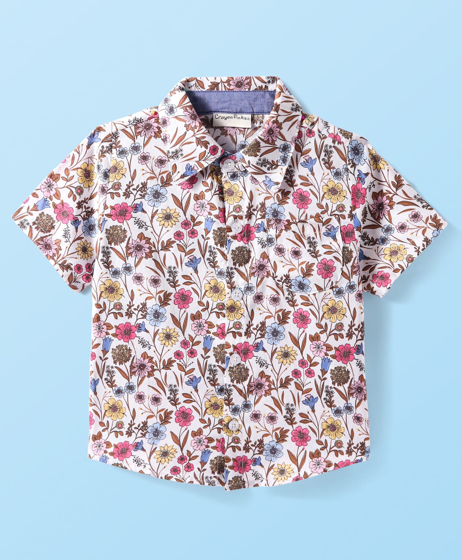 CrayonFlakes Half Sleeves Floral Printed Shirt - Offwhite-picture-41