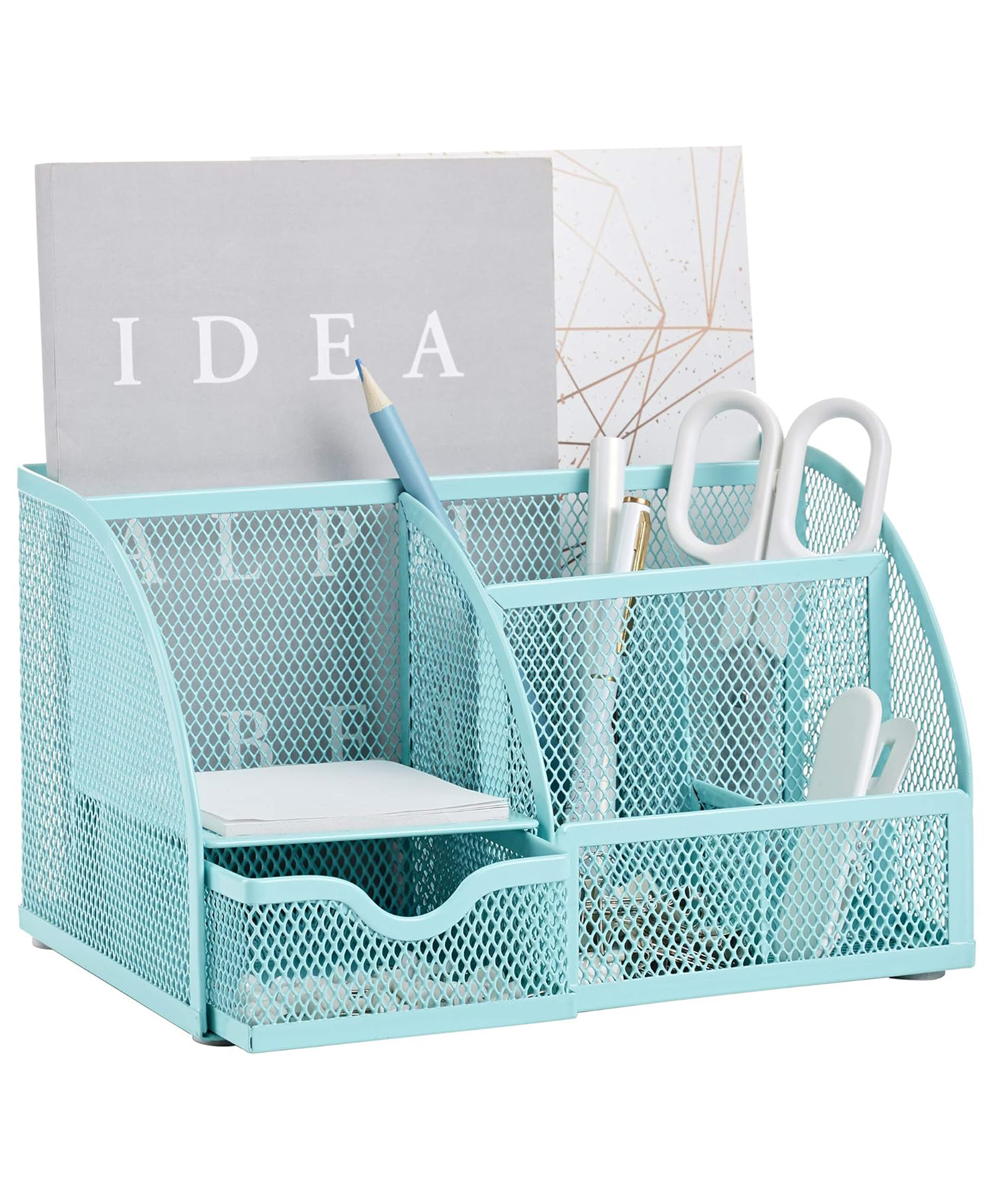 Sanjary Desk Organizer Office with 7 Compartments + Drawer/Desk Tidy Candy/Pen Holder/Multifunctional Organizer color design may vary-image-20