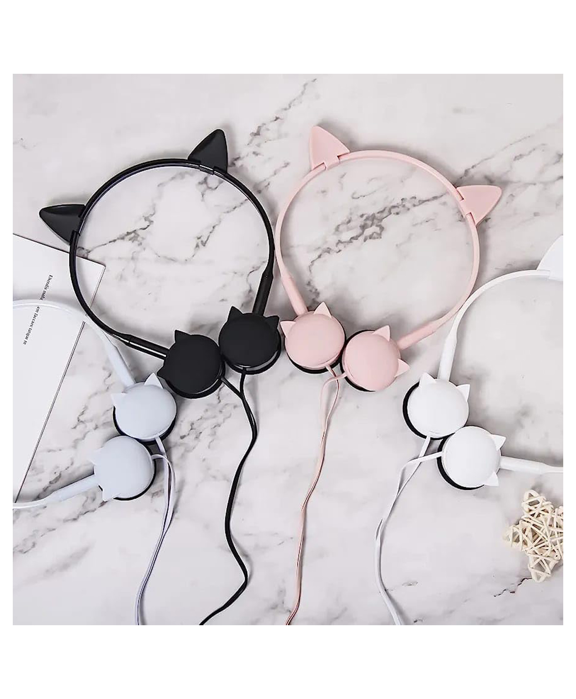 SANJARY Cute Cat Wired Earphone, Headphones for Kids Girls Gifts Headphone for Smartphone, Gaming Headphone, Stereo Earphone color design may vary-picture-19