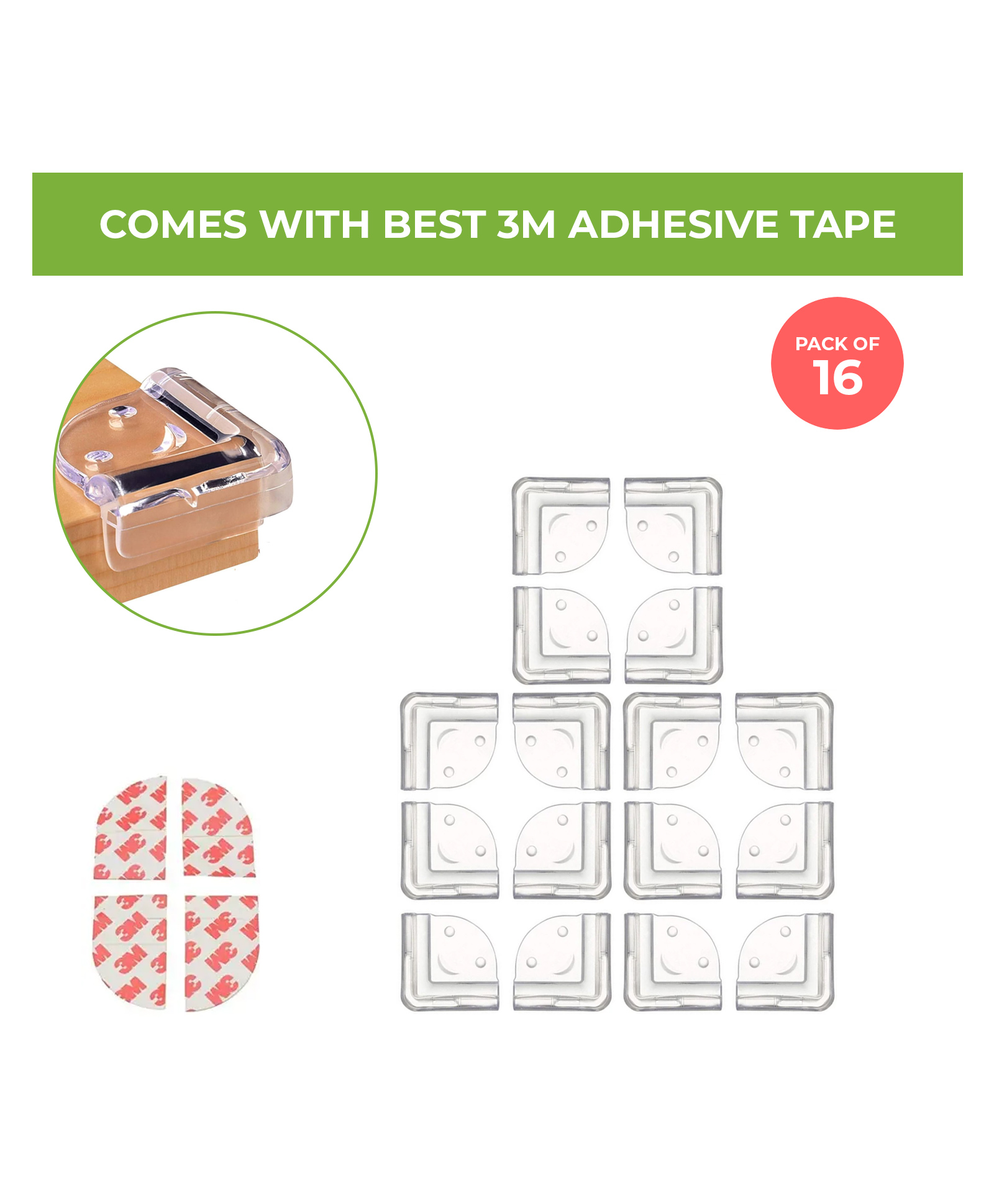 Safe-O-Kid Pack of 12 Smiley Corner Guards with 3M AdhesiveTransparent, BPA Free, Non-Toxic, Soft Furniture Protectors-image-8