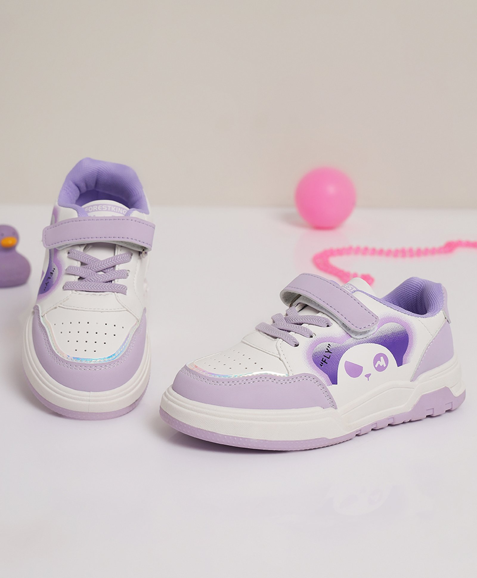 TRUFFLE COLLECTION Panda Designed Colour Blocked Sneakers - Purple & White-image-37