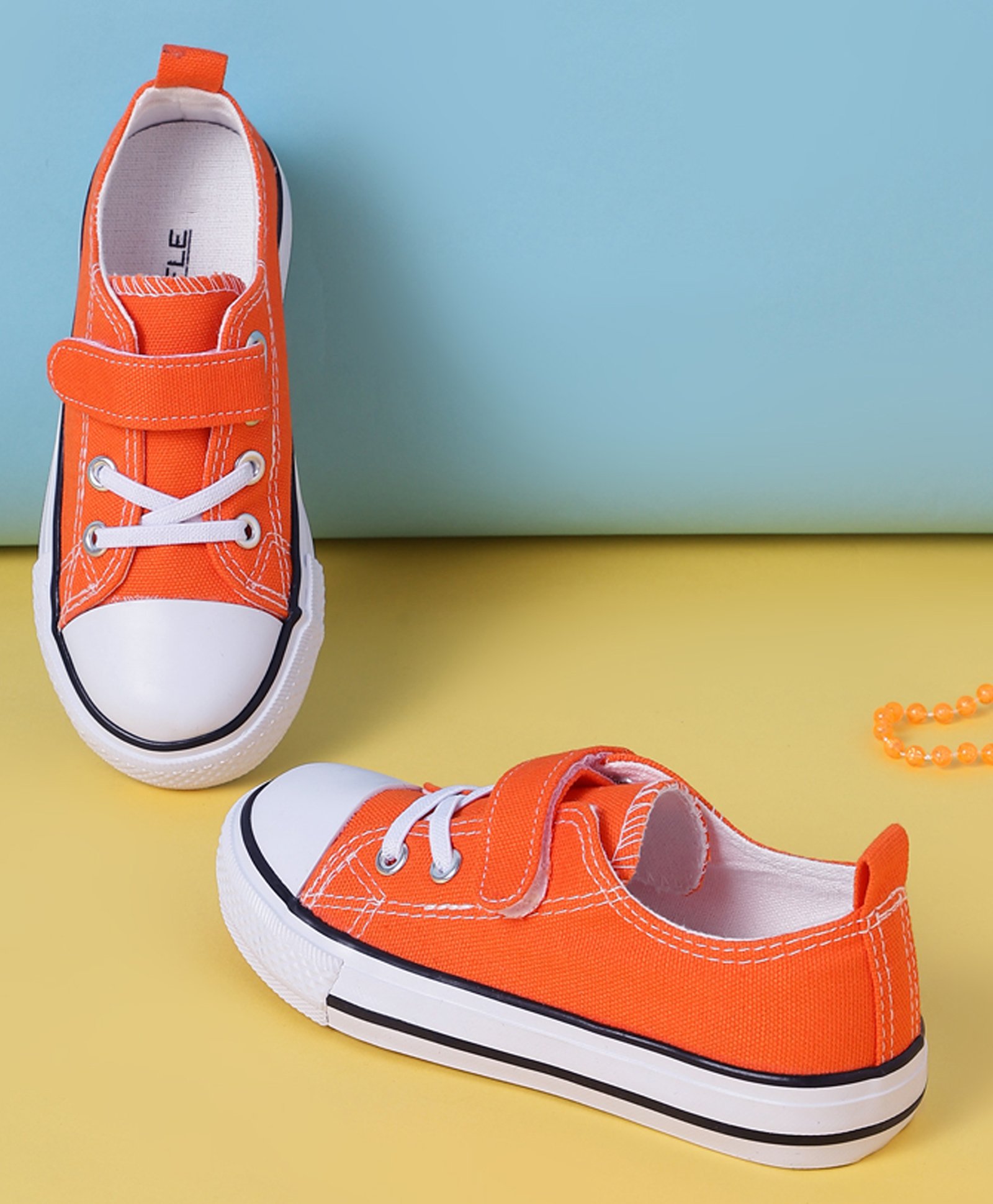 TRUFFLE COLLECTION Colour Blocked Velcro Closure Sneakers - Orange & White-image-37