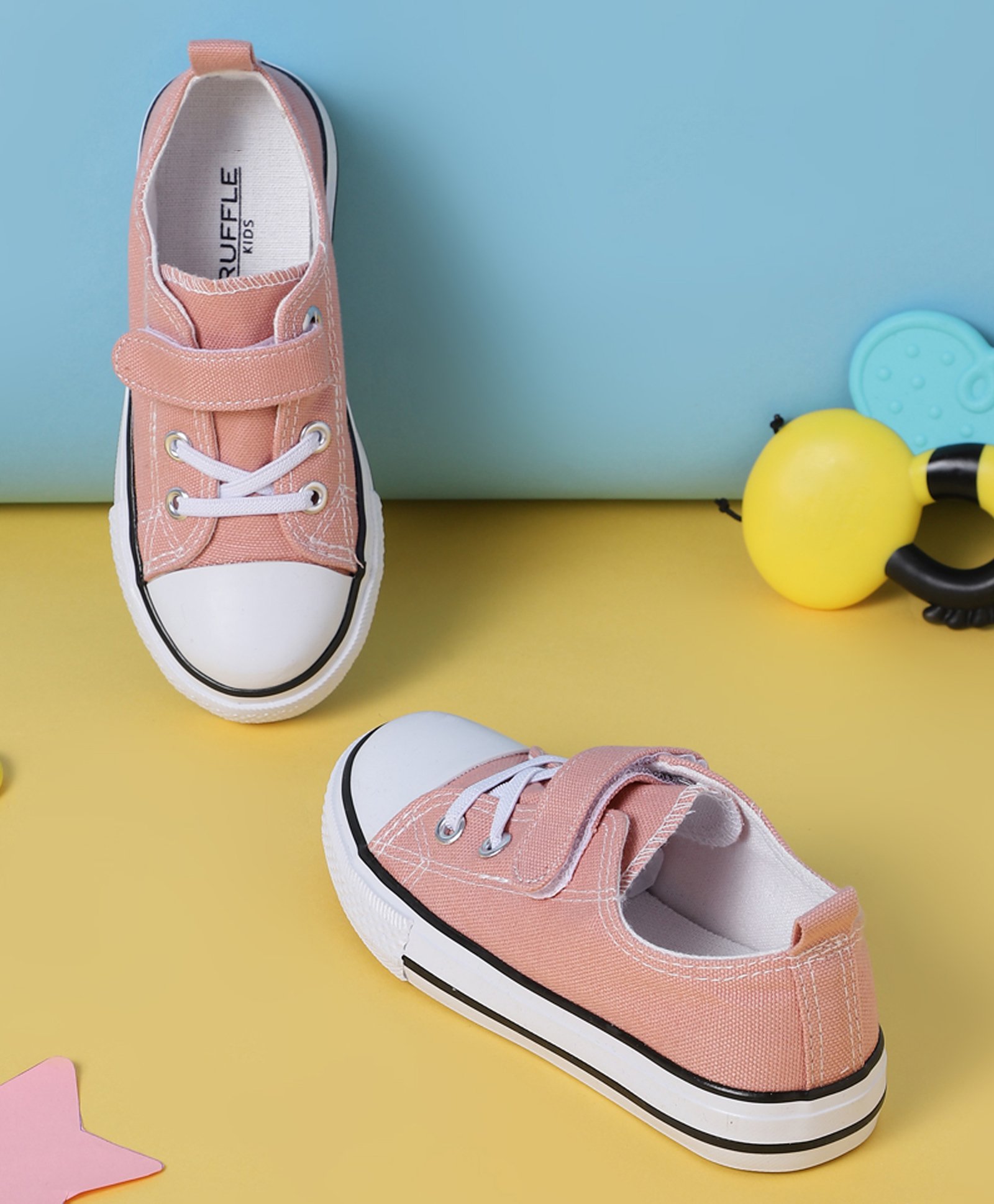 TRUFFLE COLLECTION Colour Blocked Velcro Closure Sneakers - Pink & White-picture-33