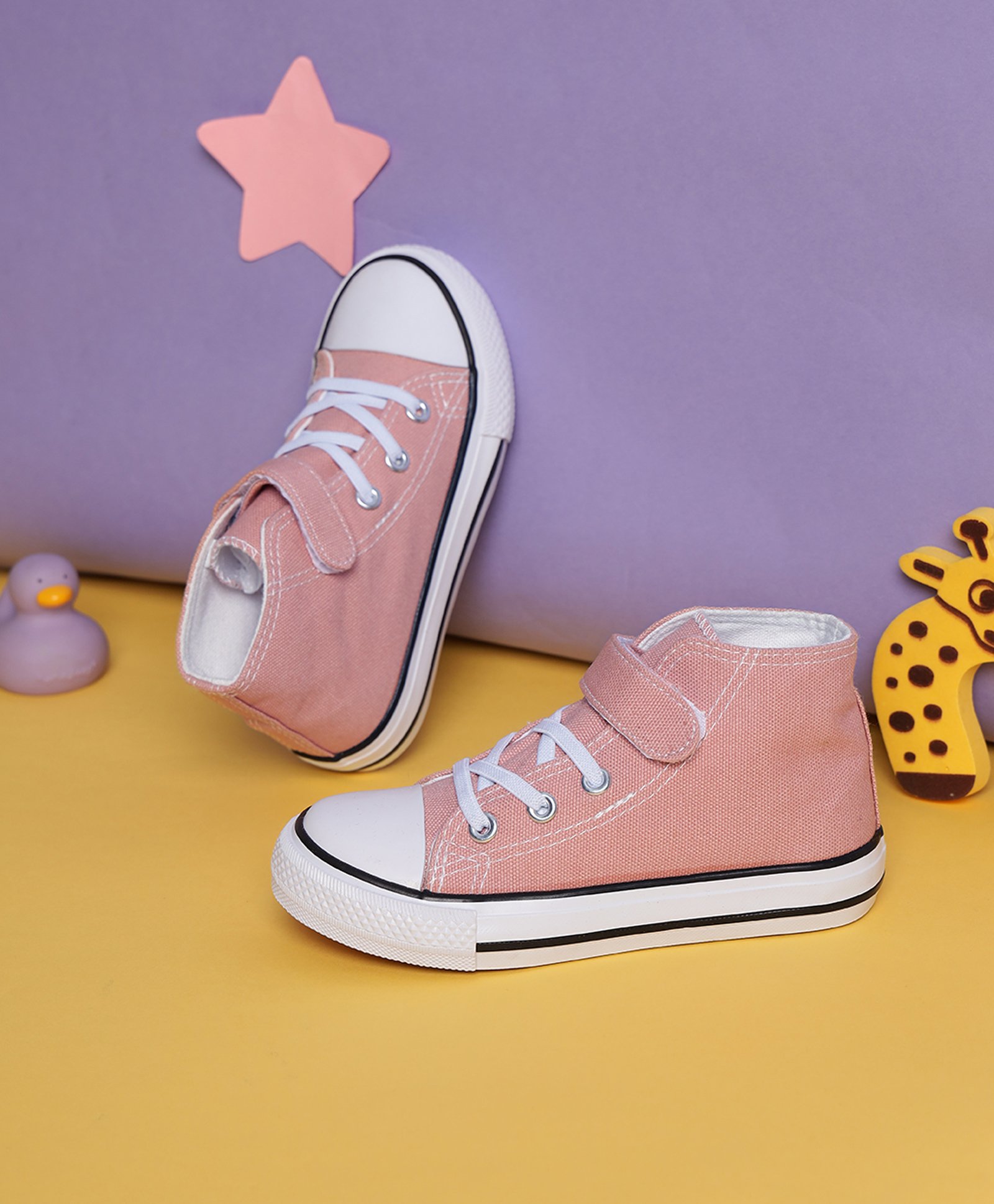 TRUFFLE COLLECTION Colour Blocked Velcro Closure Sneakers - Pink & White-picture-34