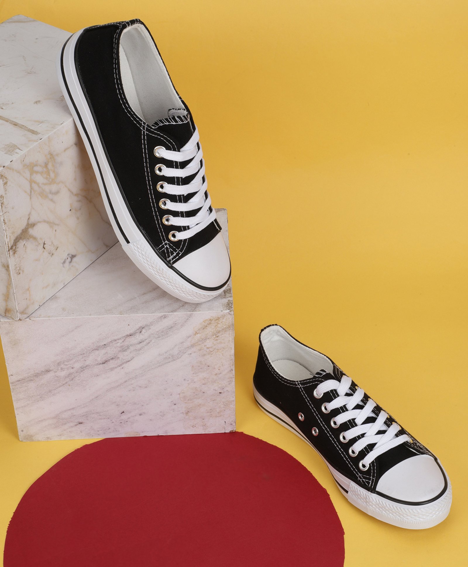 TRUFFLE COLLECTION Canvas Colour Blocked Sneakers - Black-picture-37