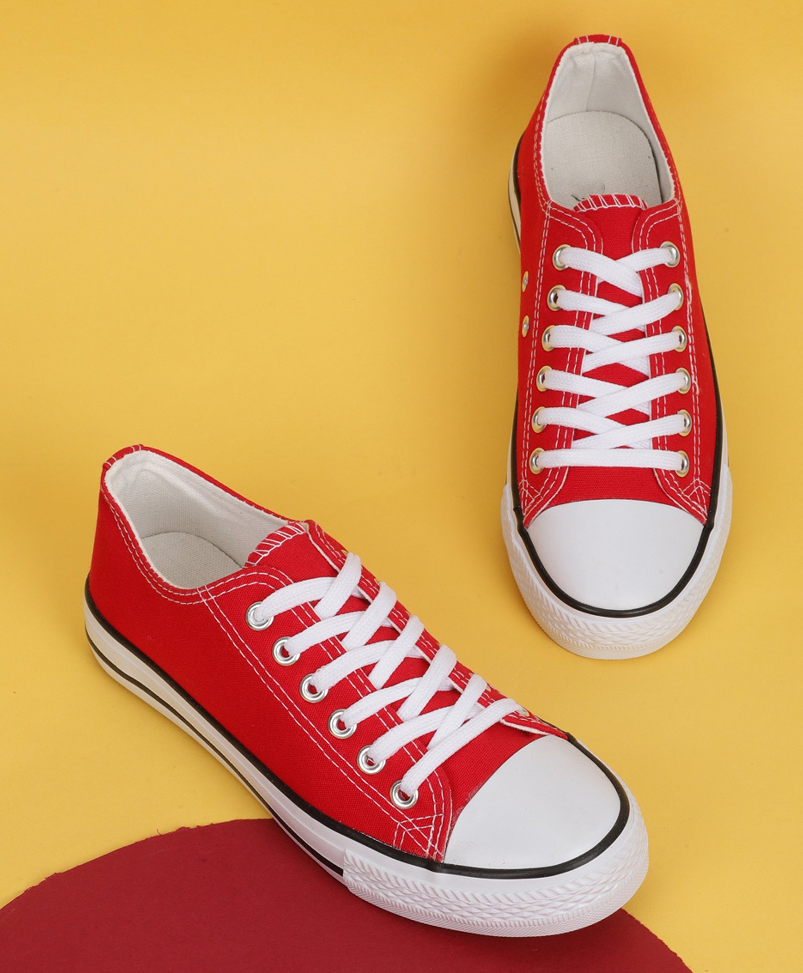 TRUFFLE COLLECTION Canvas Colour Blocked Sneakers - Red-image-42