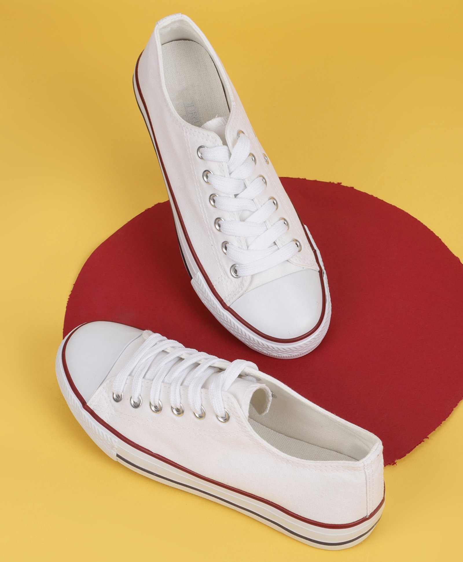 TRUFFLE COLLECTION Canvas Colour Blocked Sneakers - White-image-41