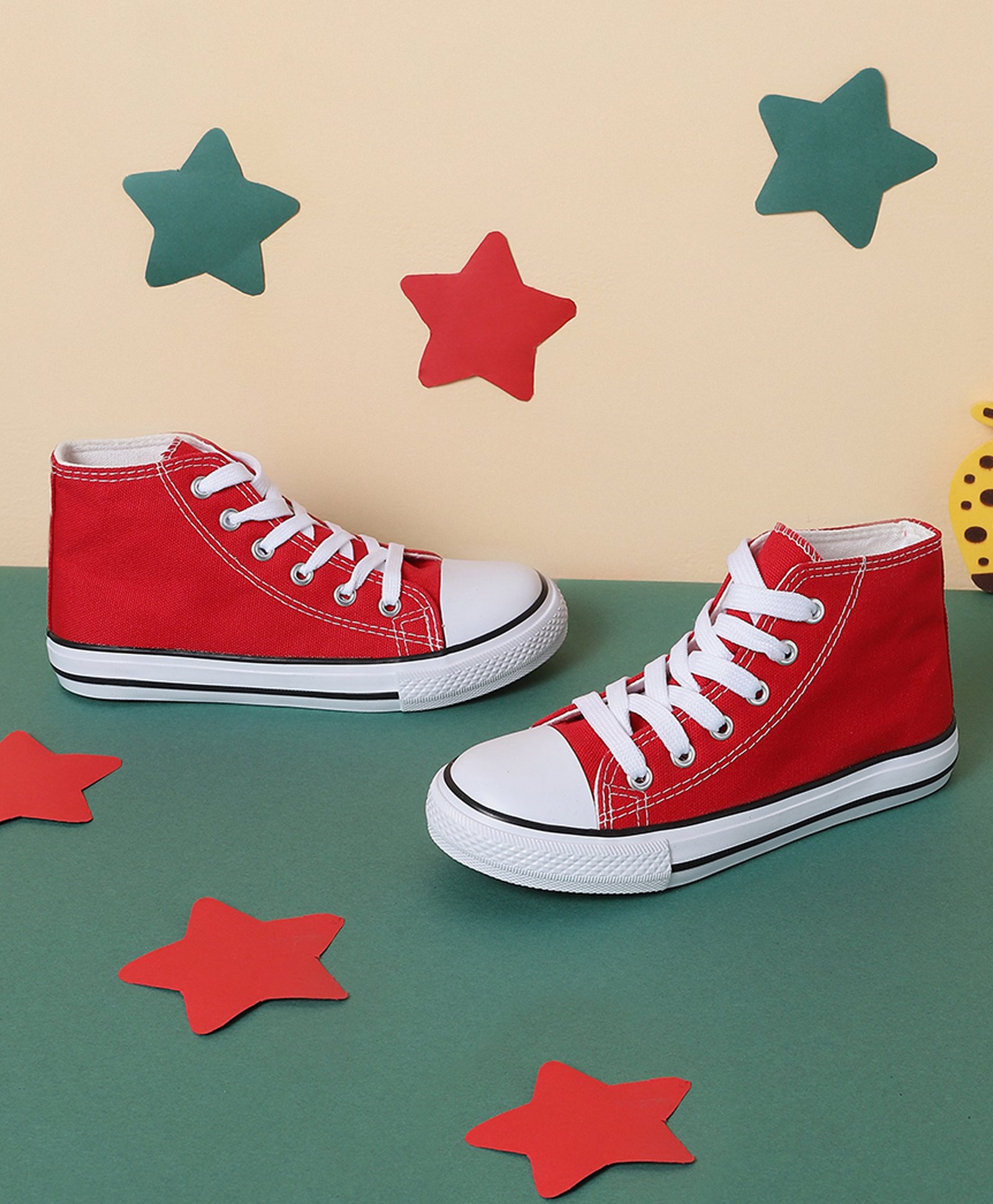 TRUFFLE COLLECTION Canvas Colour Blocked Converse Shoes - Red-image-48