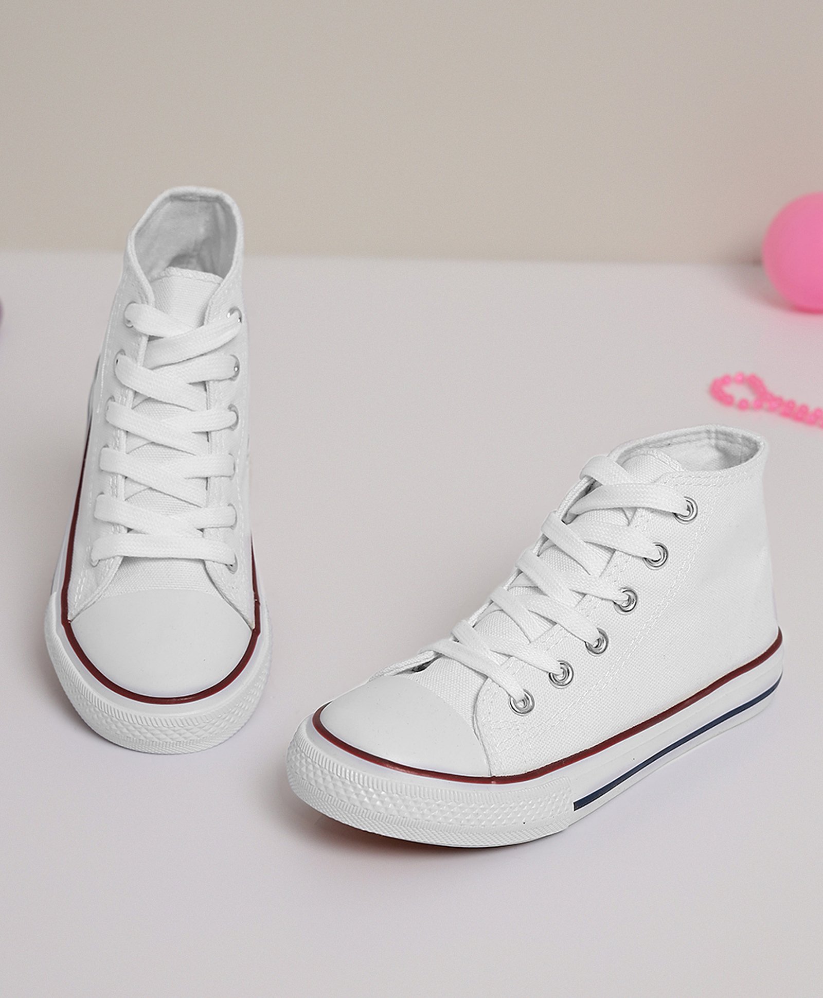 TRUFFLE COLLECTION Canvas Colour Blocked Converse Shoes - White-image-45