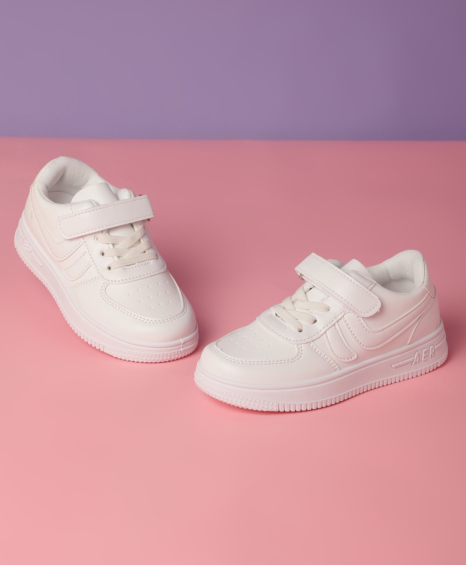 TRUFFLE COLLECTION Solid Velcro Closure Sneakers - White-image-33