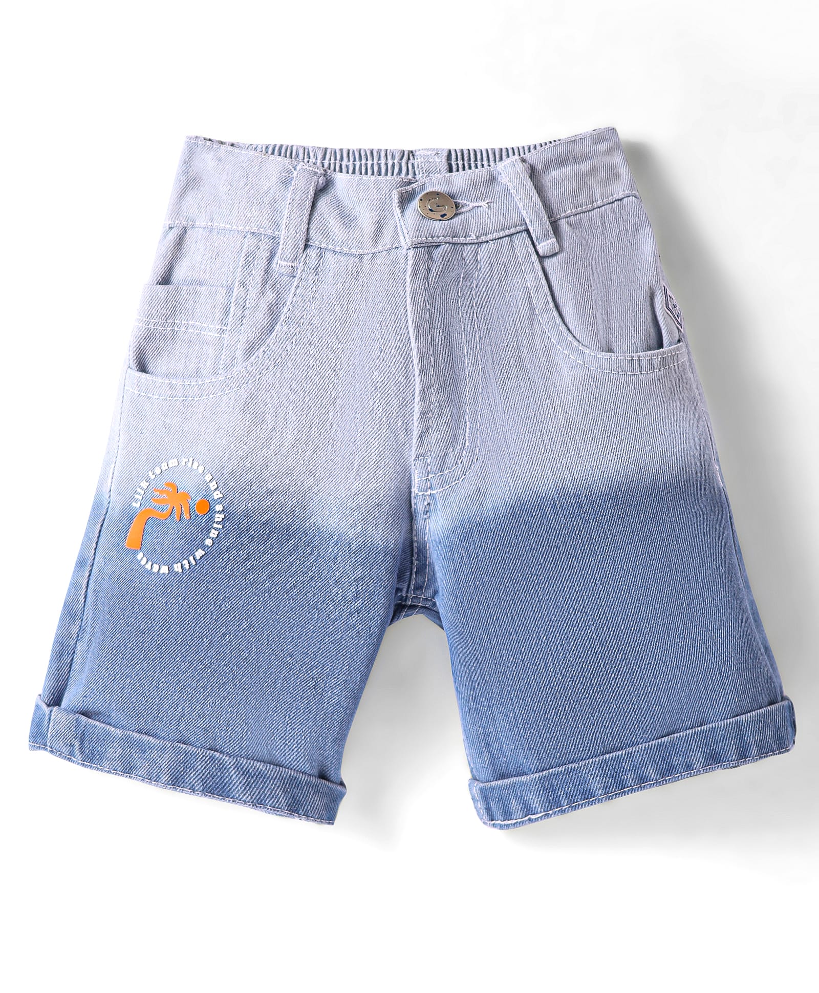 Little Kangaroos Washed Anti Bacterial Denim Shorts Text Print - Light Blue-image-26