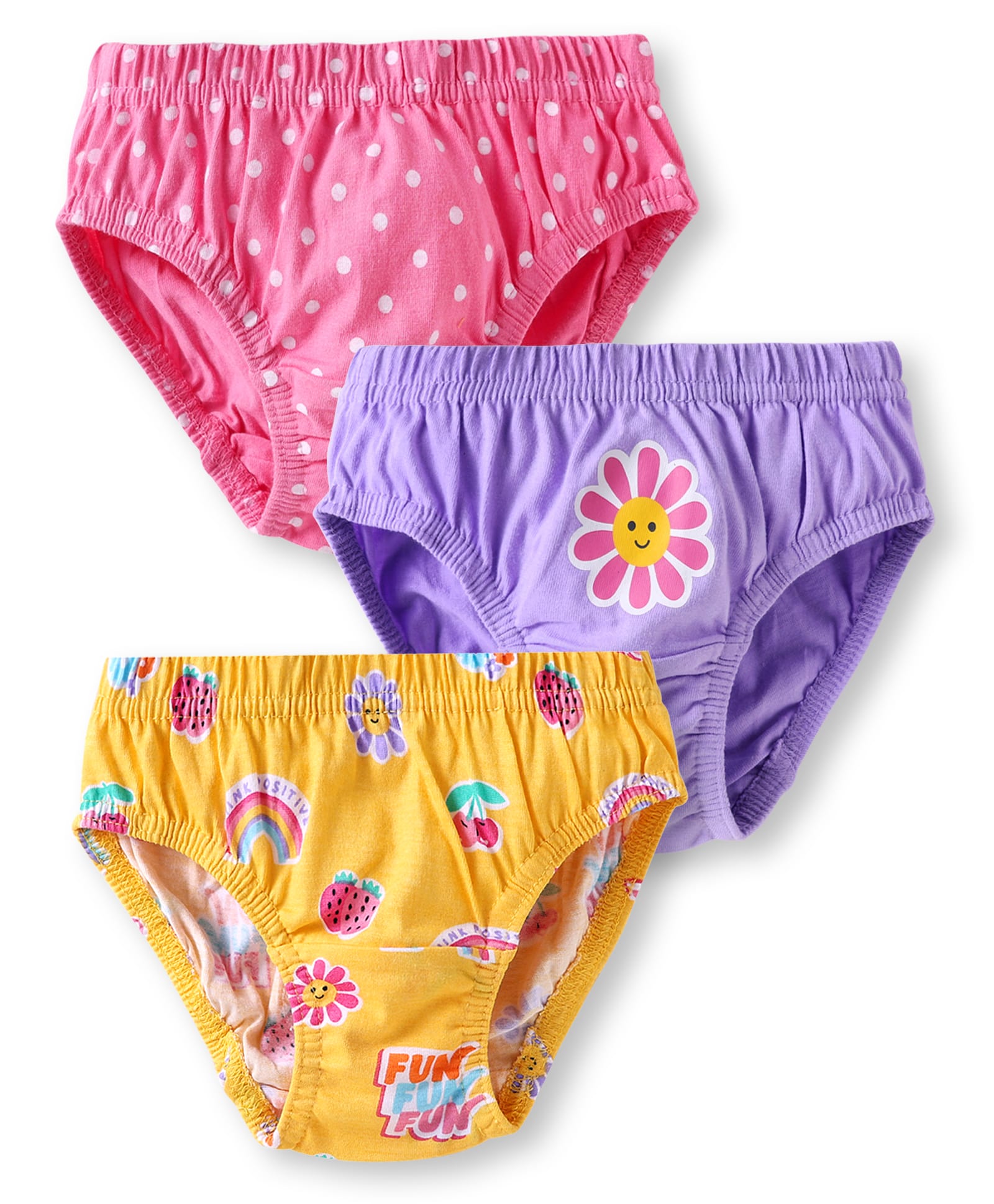 Babyhug 100% Cotton Knit Antibacterial Panties With Polka Dot & Floral Print Pack Of 3 - Pink Purple & Yellow-picture-19