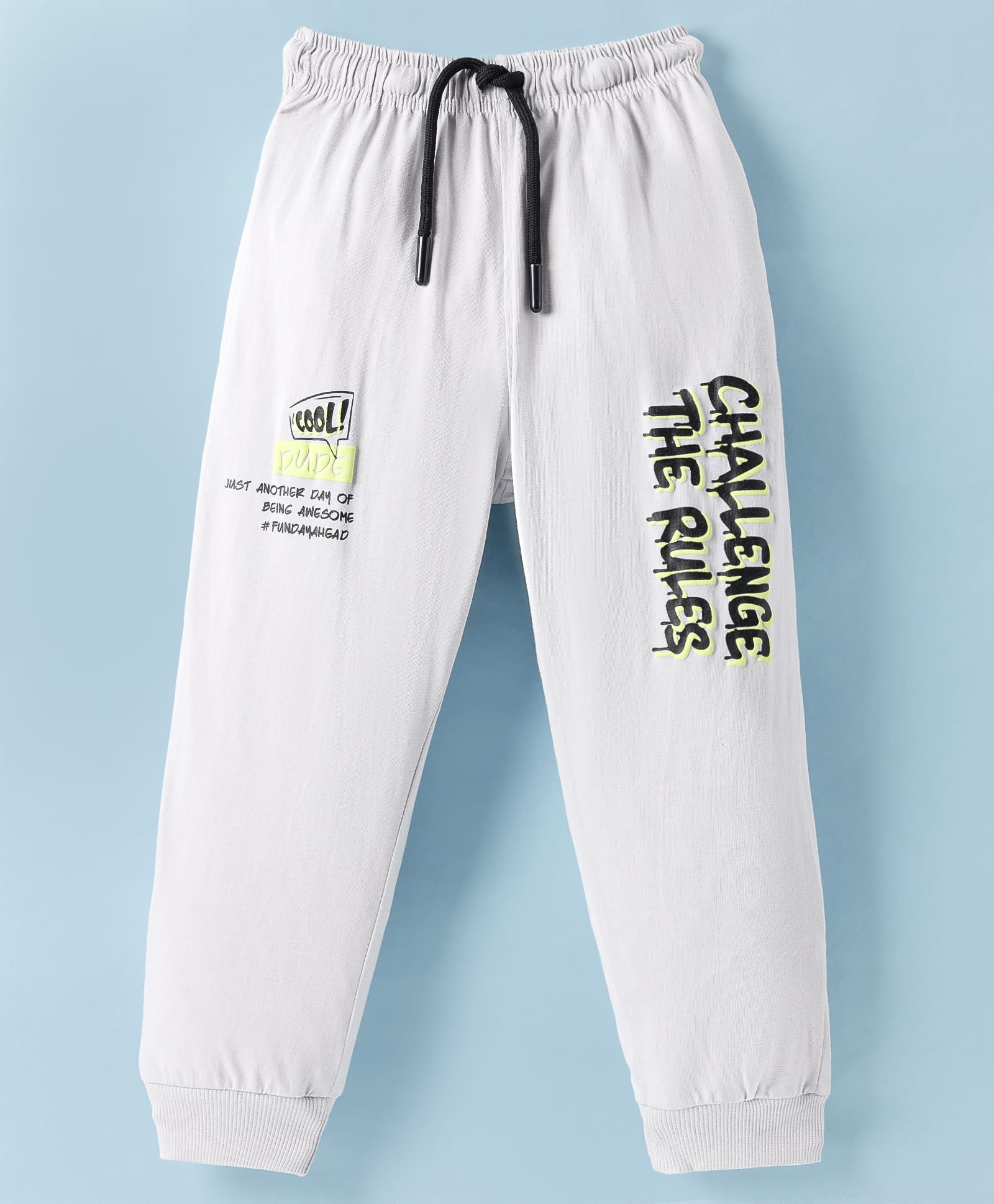 Smarty Boys Sinker Knit Full Length Lounge Pant with Text Print - Light Grey-picture-11