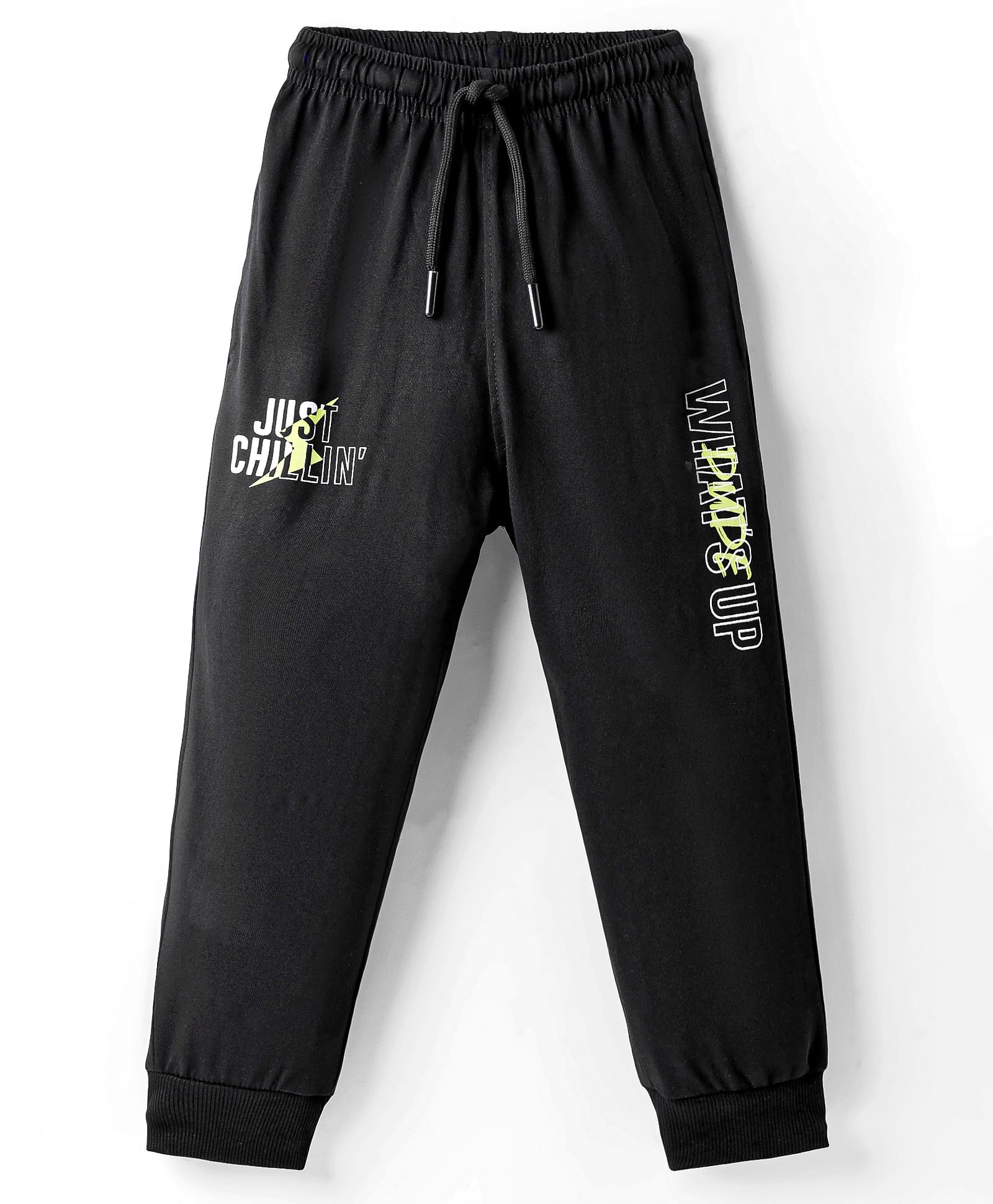 Smarty Boys Sinker Knit Full Length Lounge Pants with Text Print - Black-picture-22