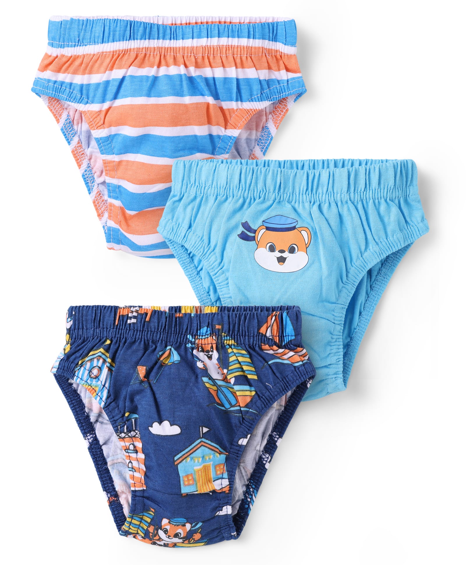 Babyhug 100% Cotton Knit Antibacterial Briefs With Animal Print Pack of 3 - Multicolor-image-29