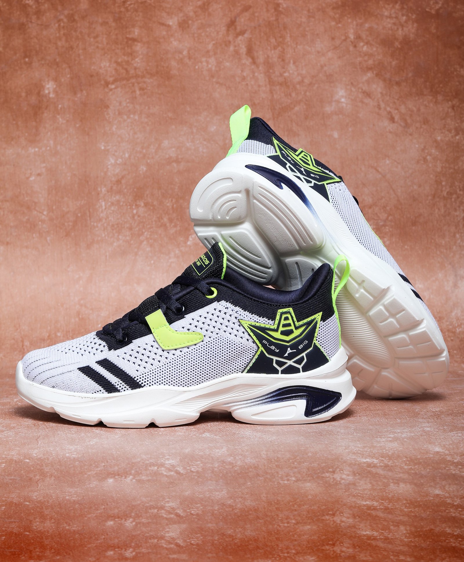 ABROS Mesh Detailed Play Big Text Designed Lace Up Shoes - Grey & Green-image-18